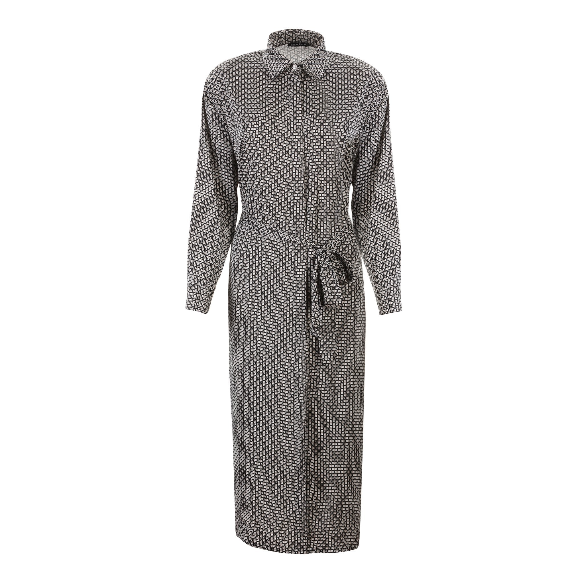 Robe longue imprimée ceinturée Noir - Main Image