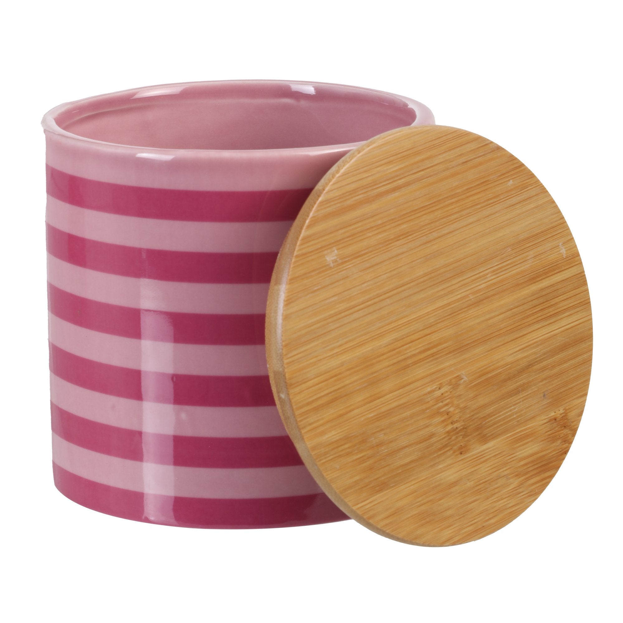 Boite décorative couvercle en bambou - Rose