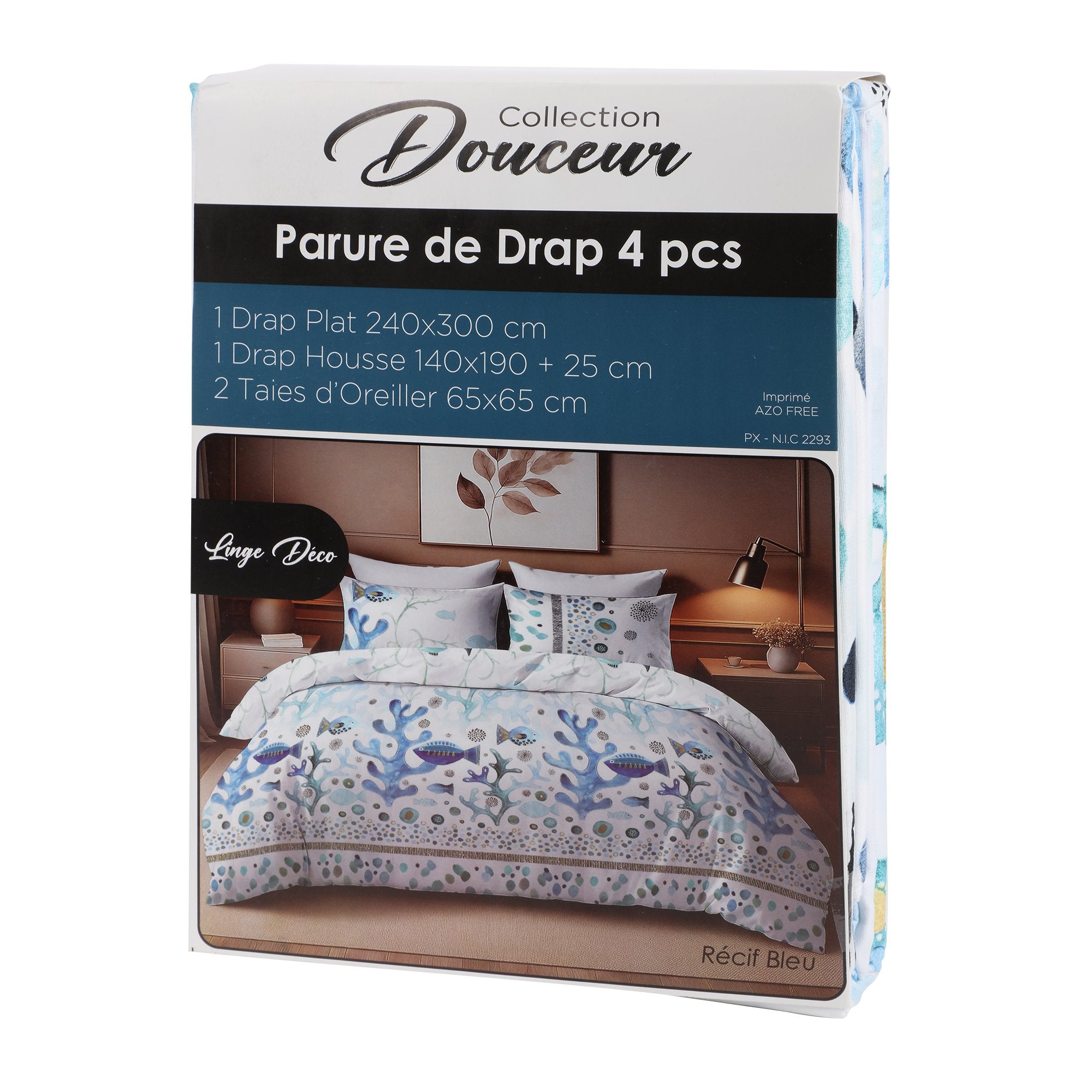 Lot De 2 Parures De Lit 140 Cm : 1 Drap Housse + 1 Drap Plat + 2 Taies D'oreiller