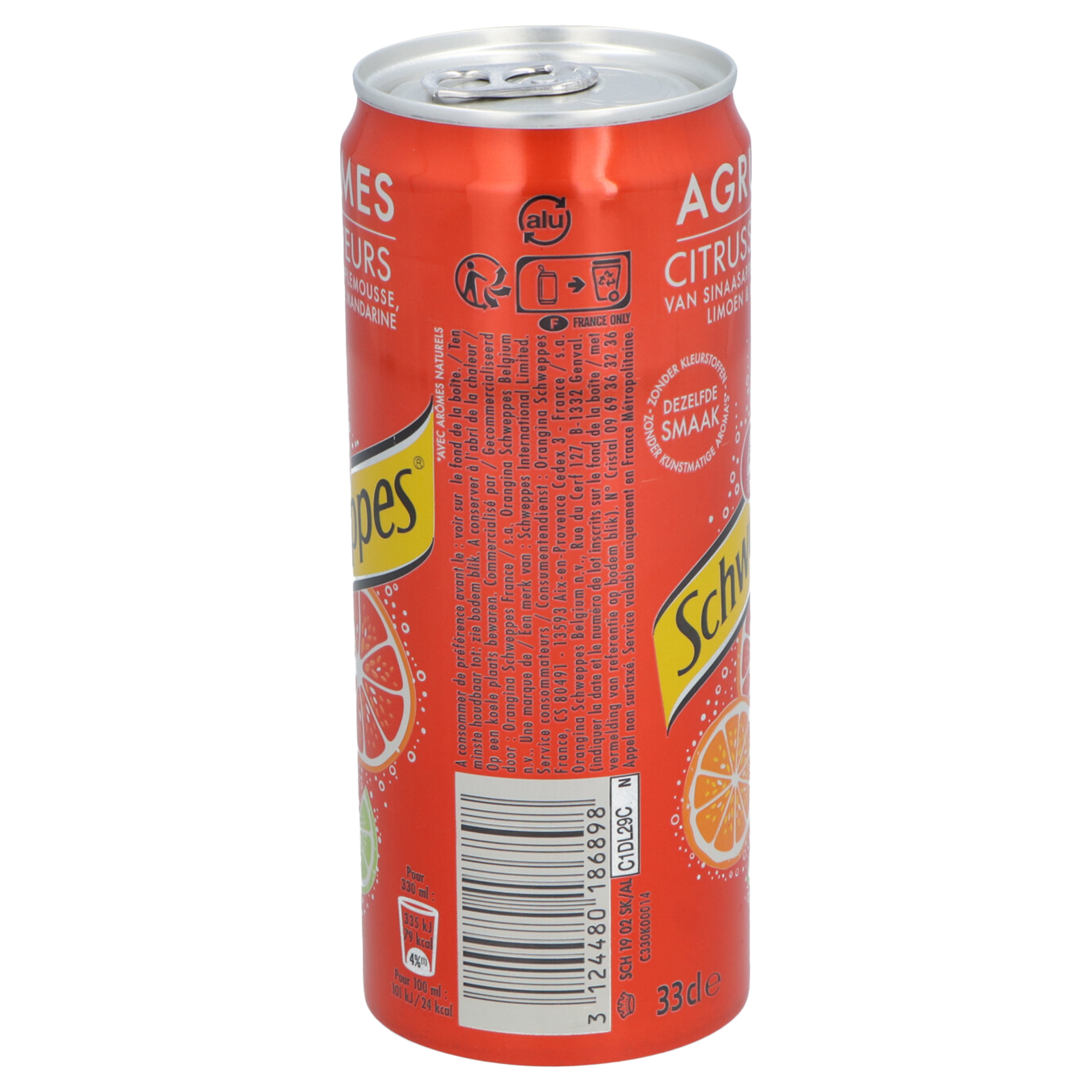 Canettes de Schweppes agrumes