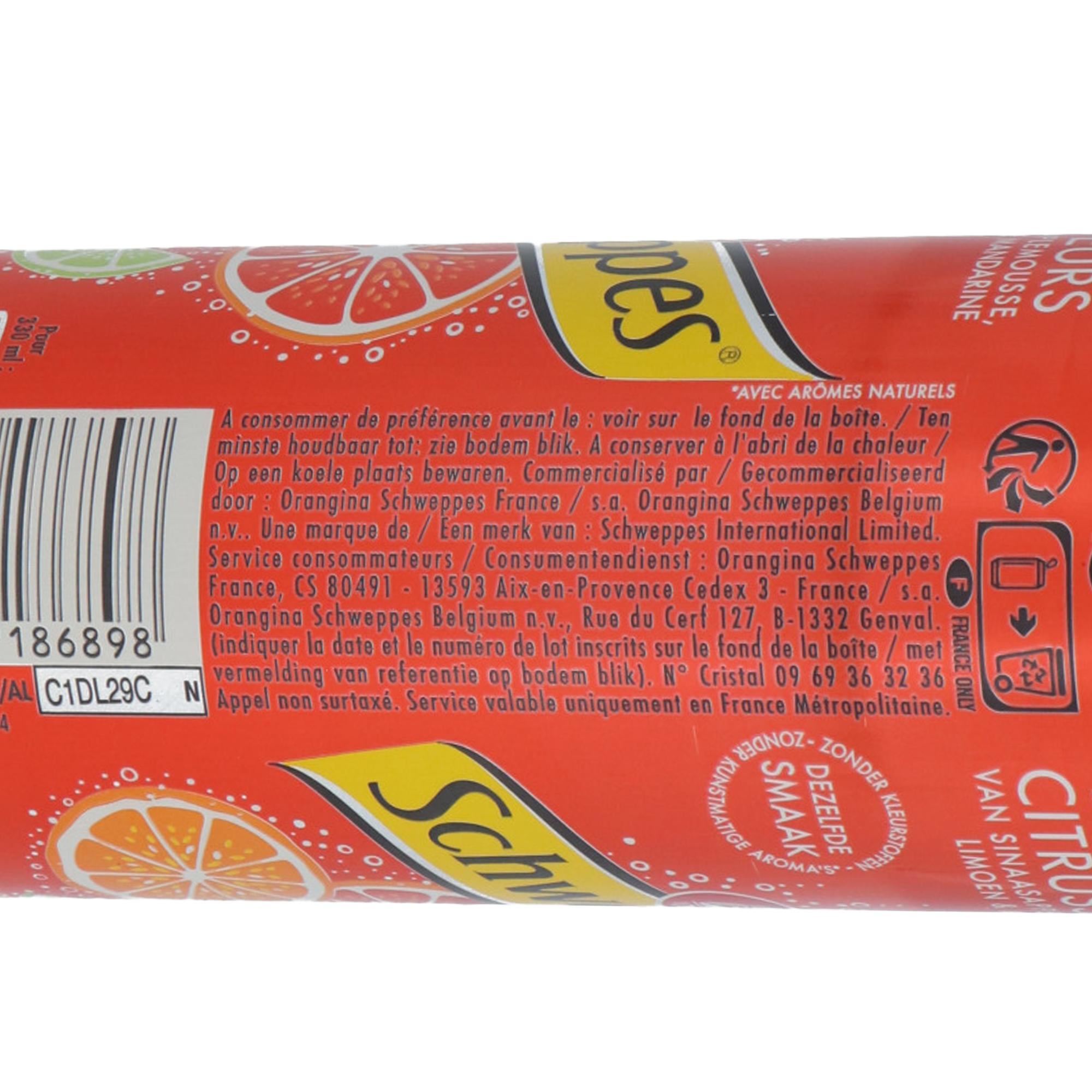 Canettes de Schweppes agrumes