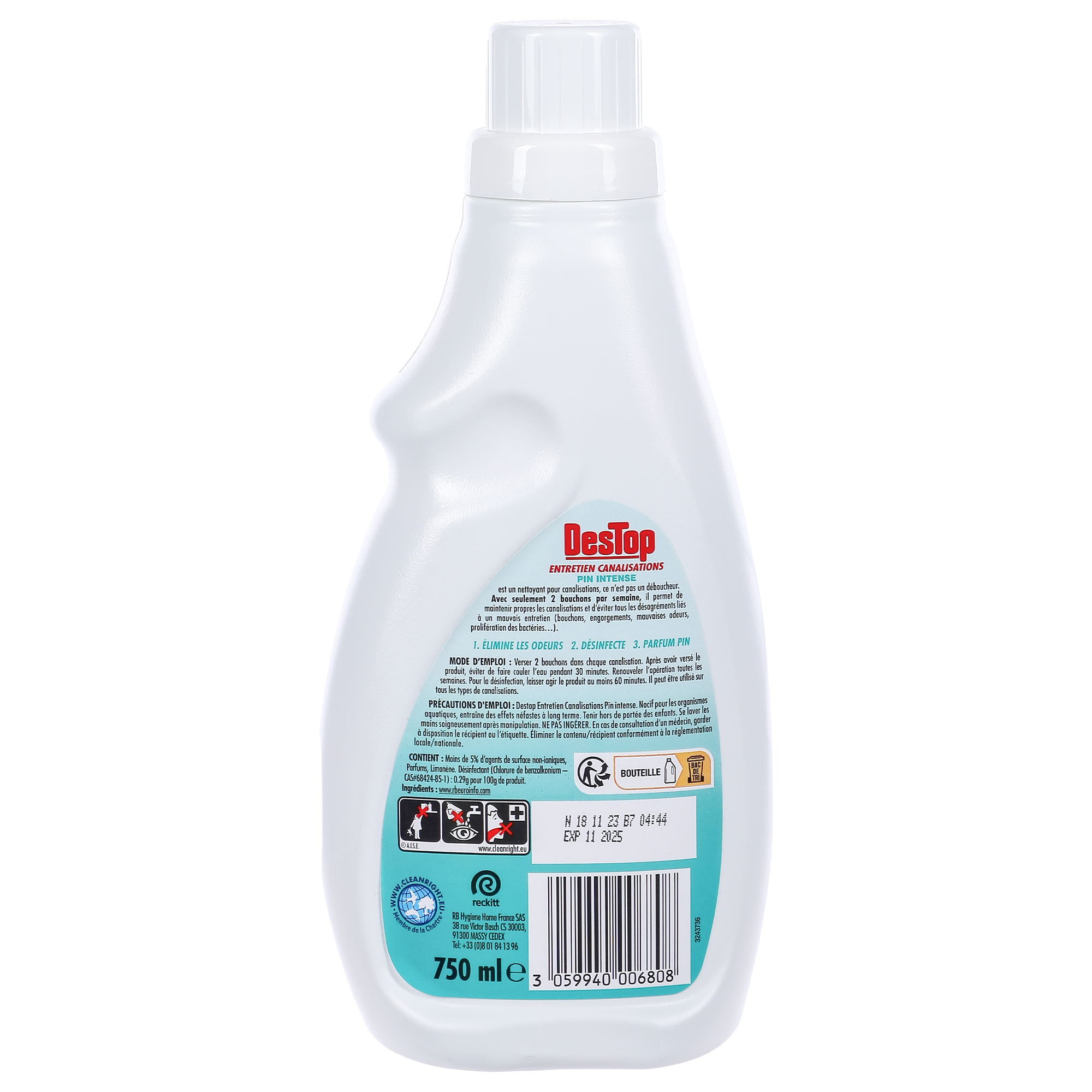 Gel nettoyant canalisation fraicheur pin