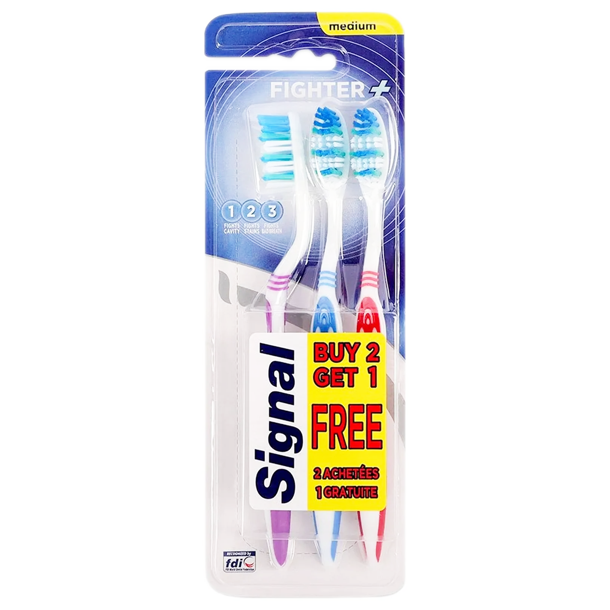 Lot de 3 brosses à dents fighter médium