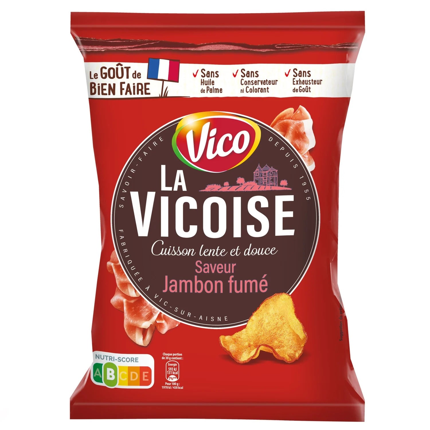 Paquet chips La Vicoise jambon fumé