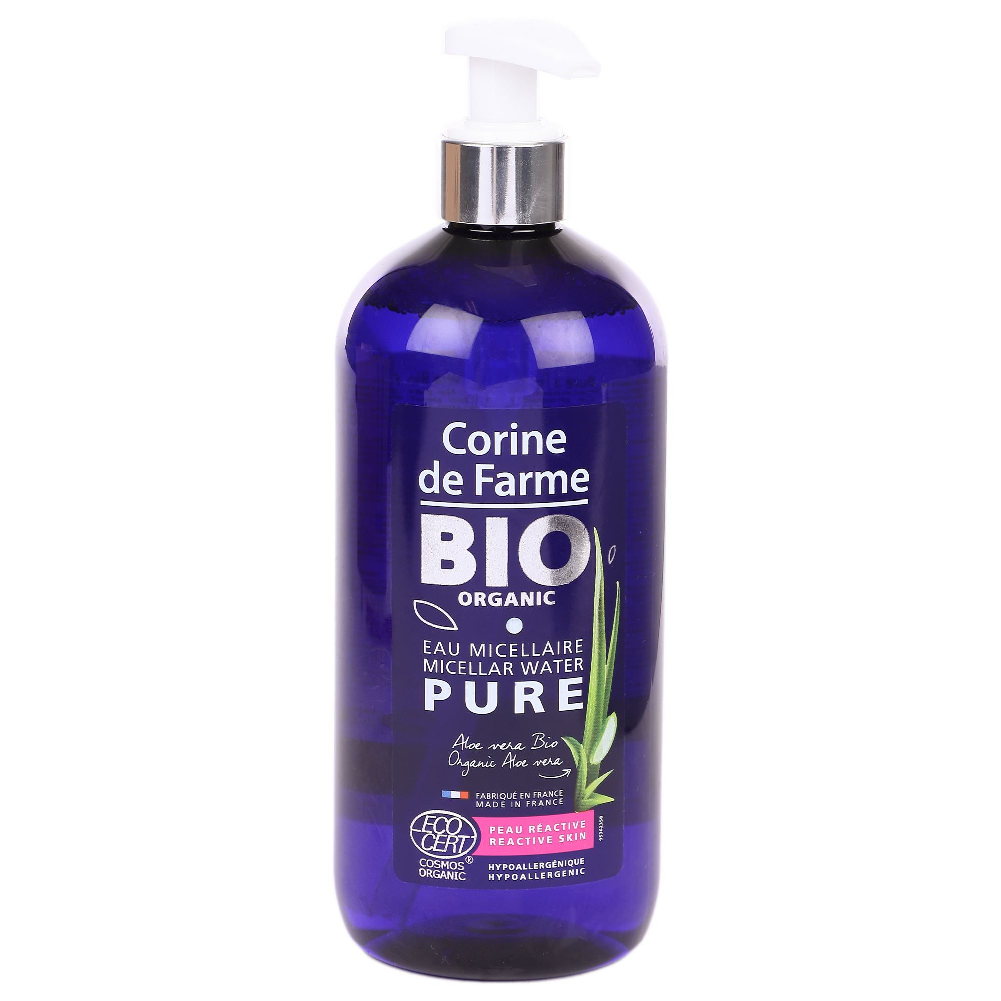 EAU MICELLAIRE PURE AVEC POMPE PEAUX REACTIVES