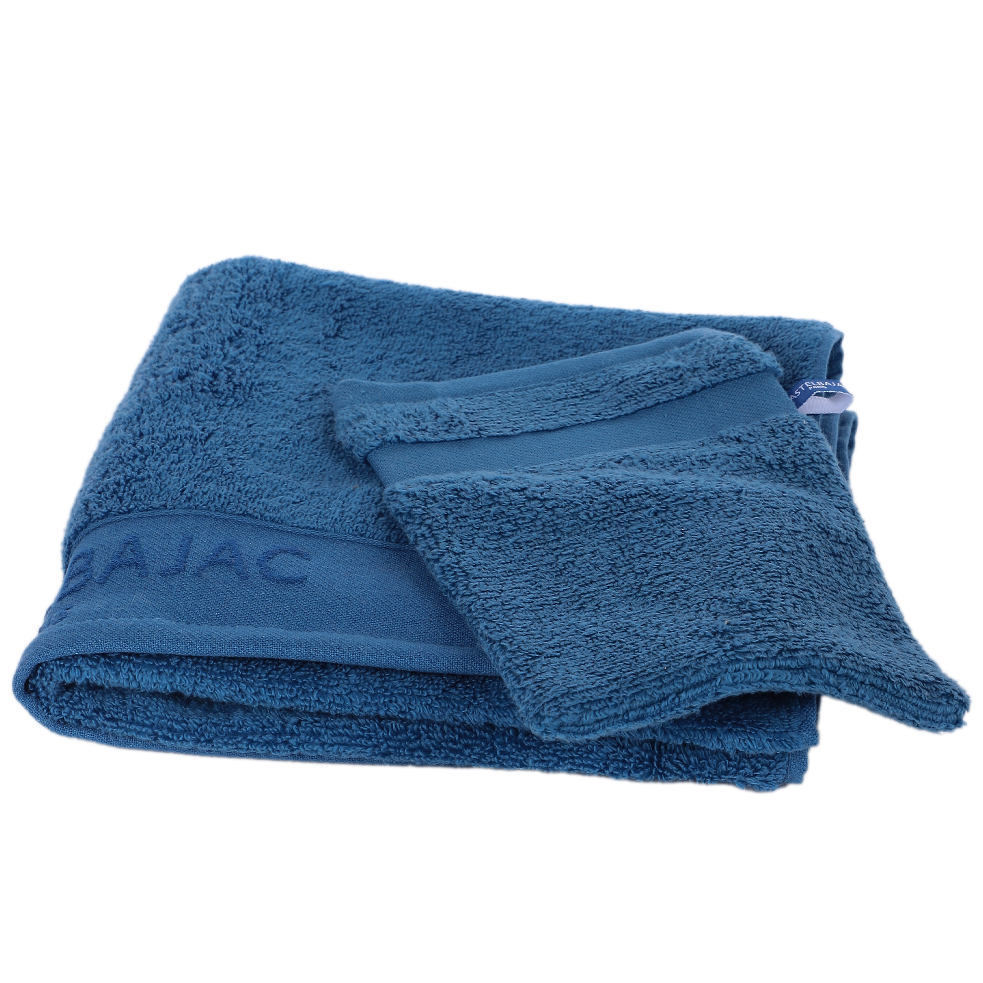 1 serviette de toilette 50x100 + 1 gant bleu