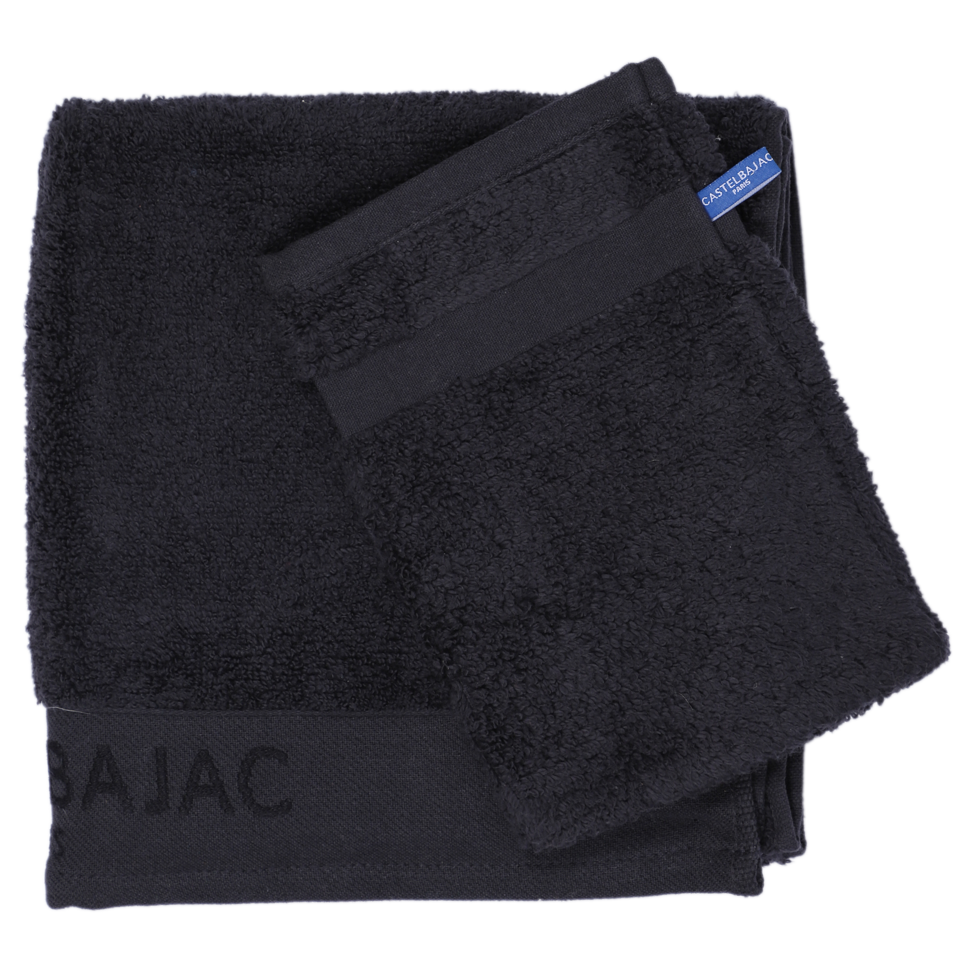 1 serviette de toilette 50x100 + 1 gant noir
