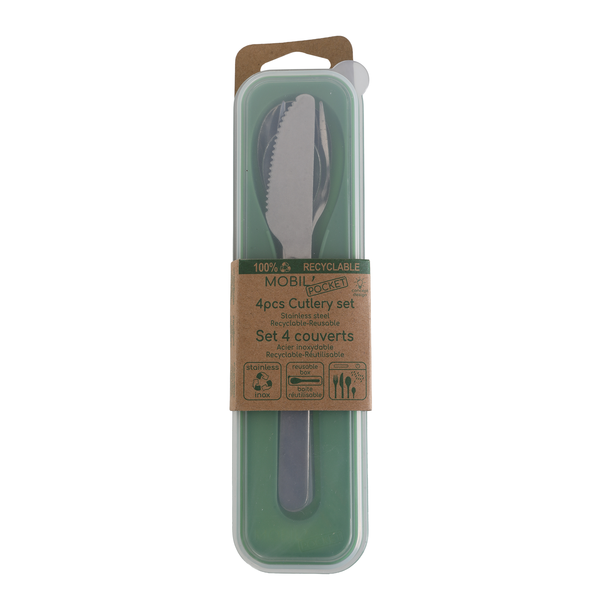 4 COUVERTS NOMADES INOX AVEC ETUI