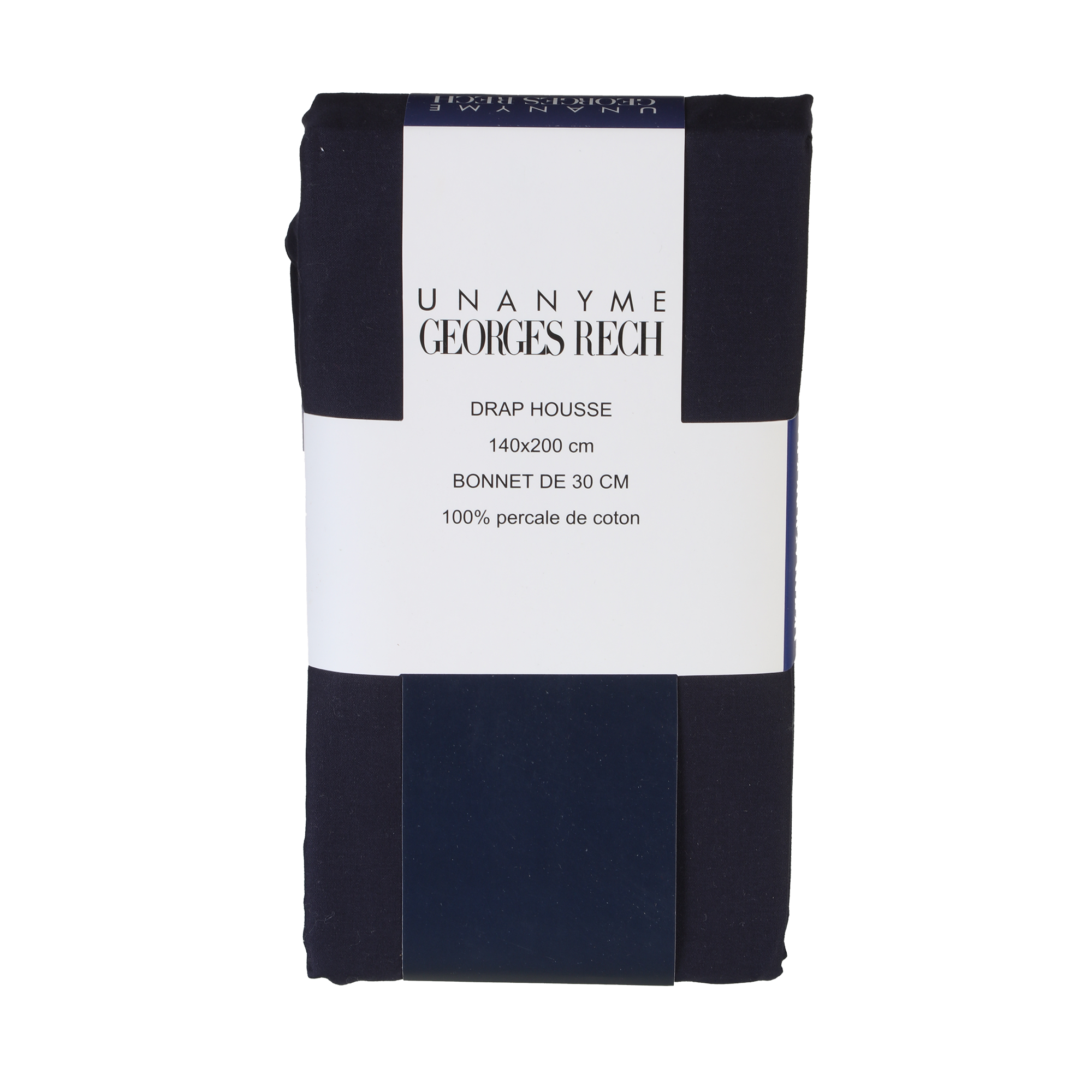 Drap housse bleu marine 140x200cm 100% coton
