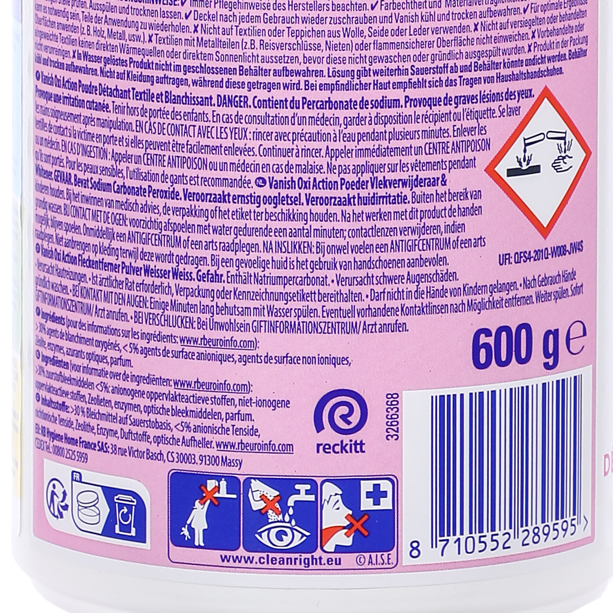 Poudre détachante textile Oxi Action White
