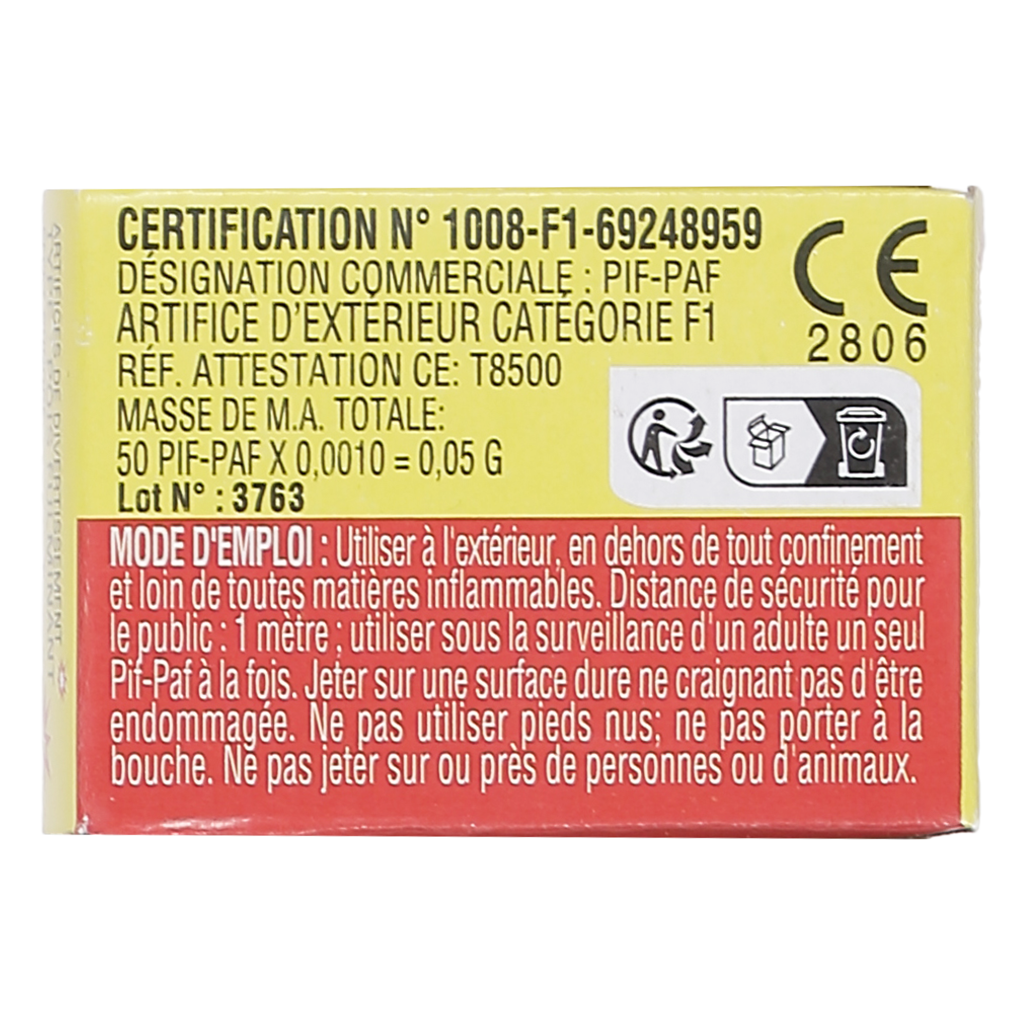 PIF PAF boîte de 50 pétards