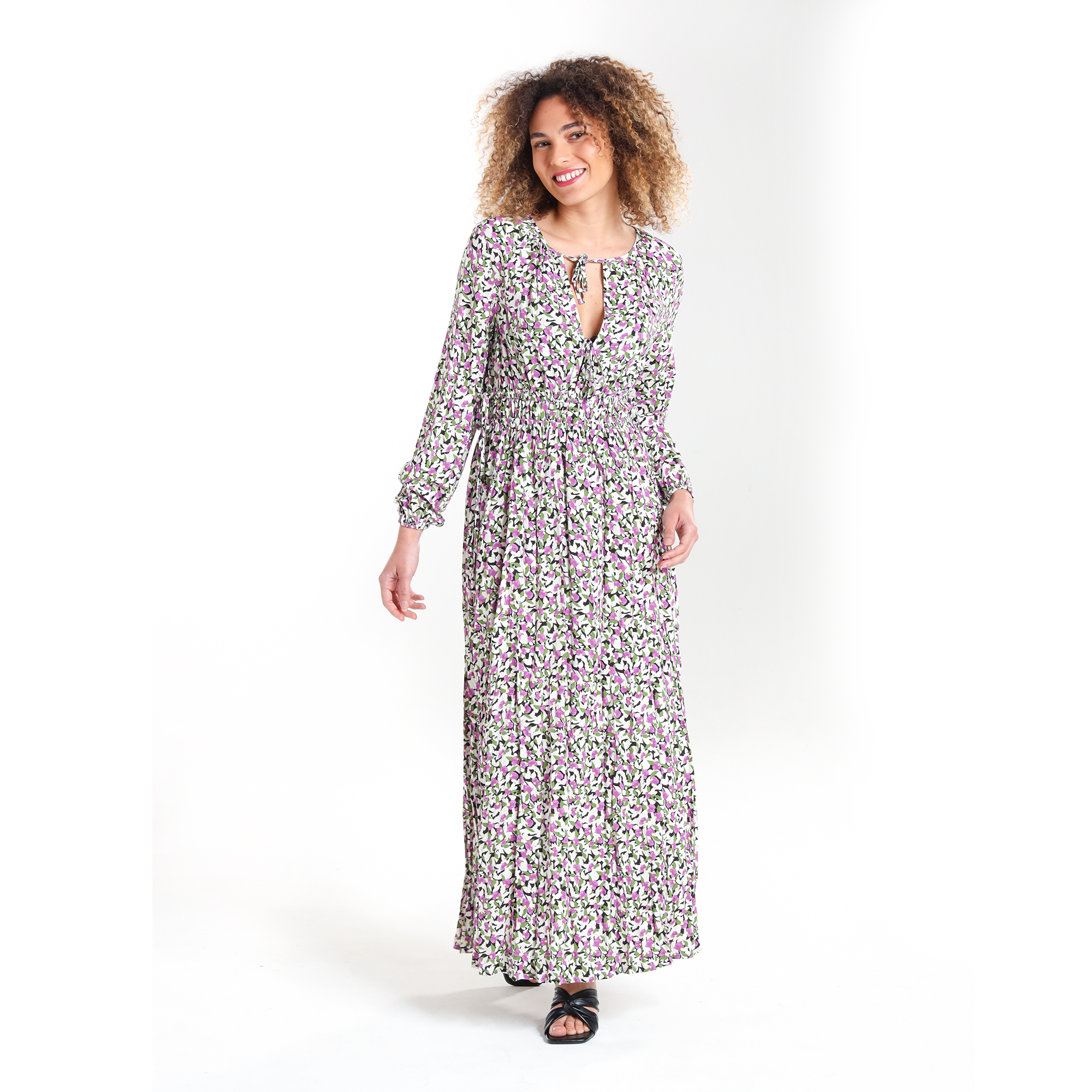 Robe longue à nœuds  - Imprimé