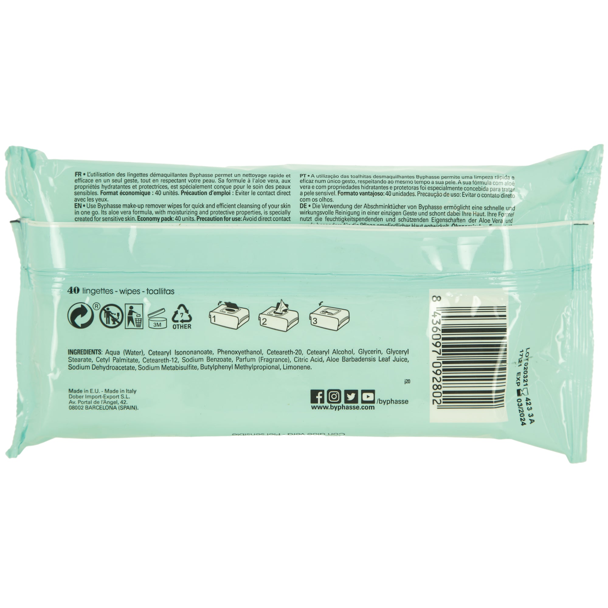 Lingette démaquillante aloe vera