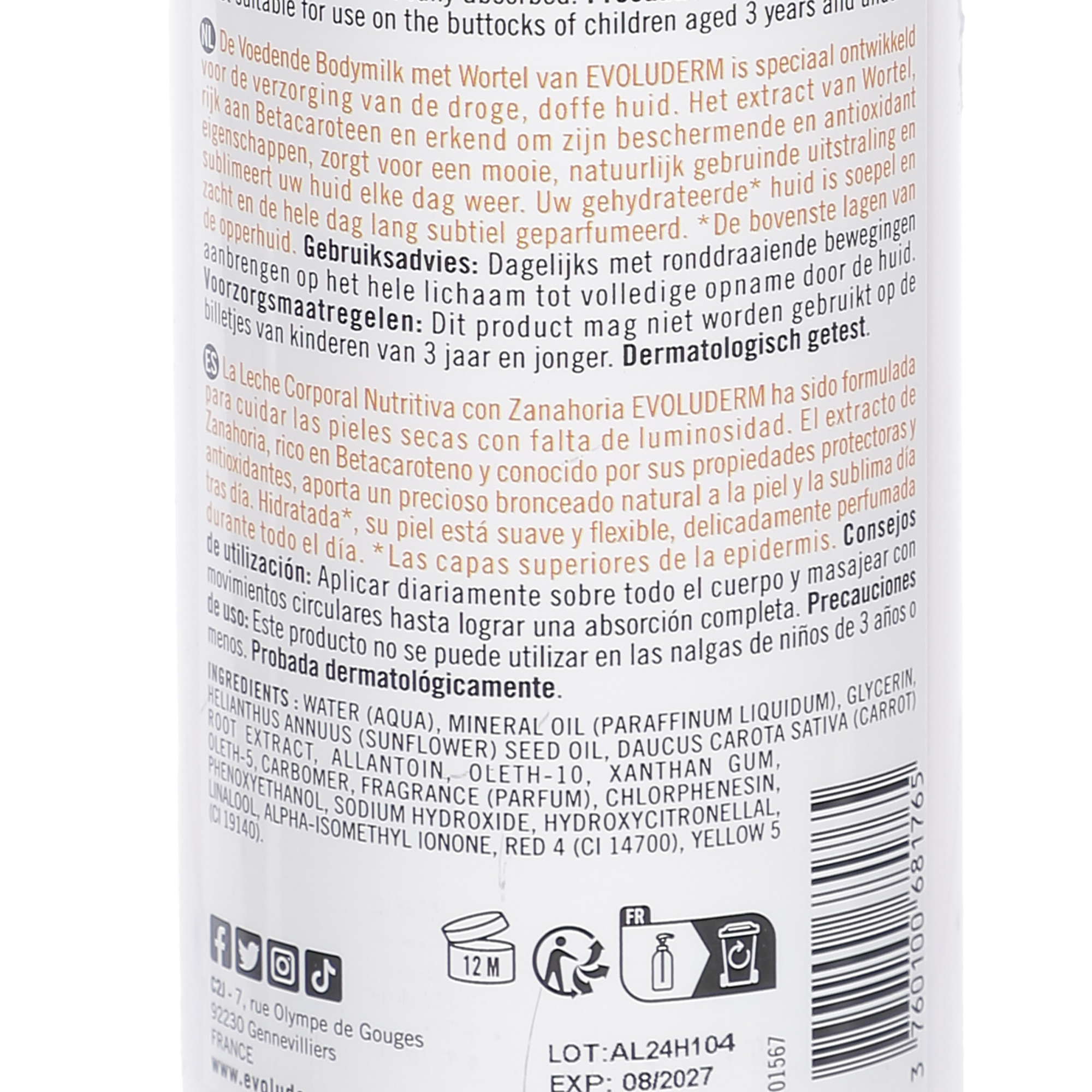 Lait pour le corps carotte vitaminée