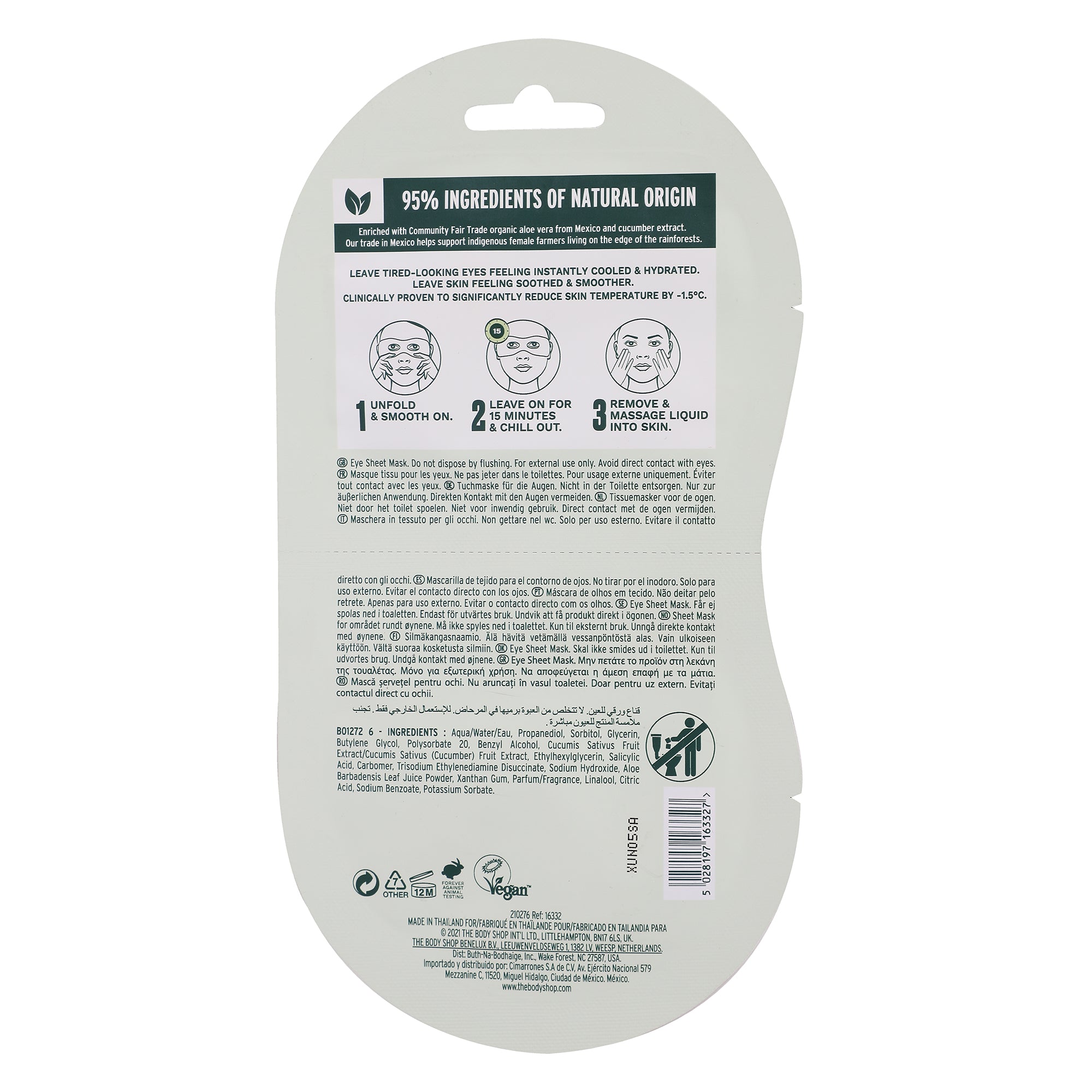 Masque en tissu pour les yeux concombre désaltérant