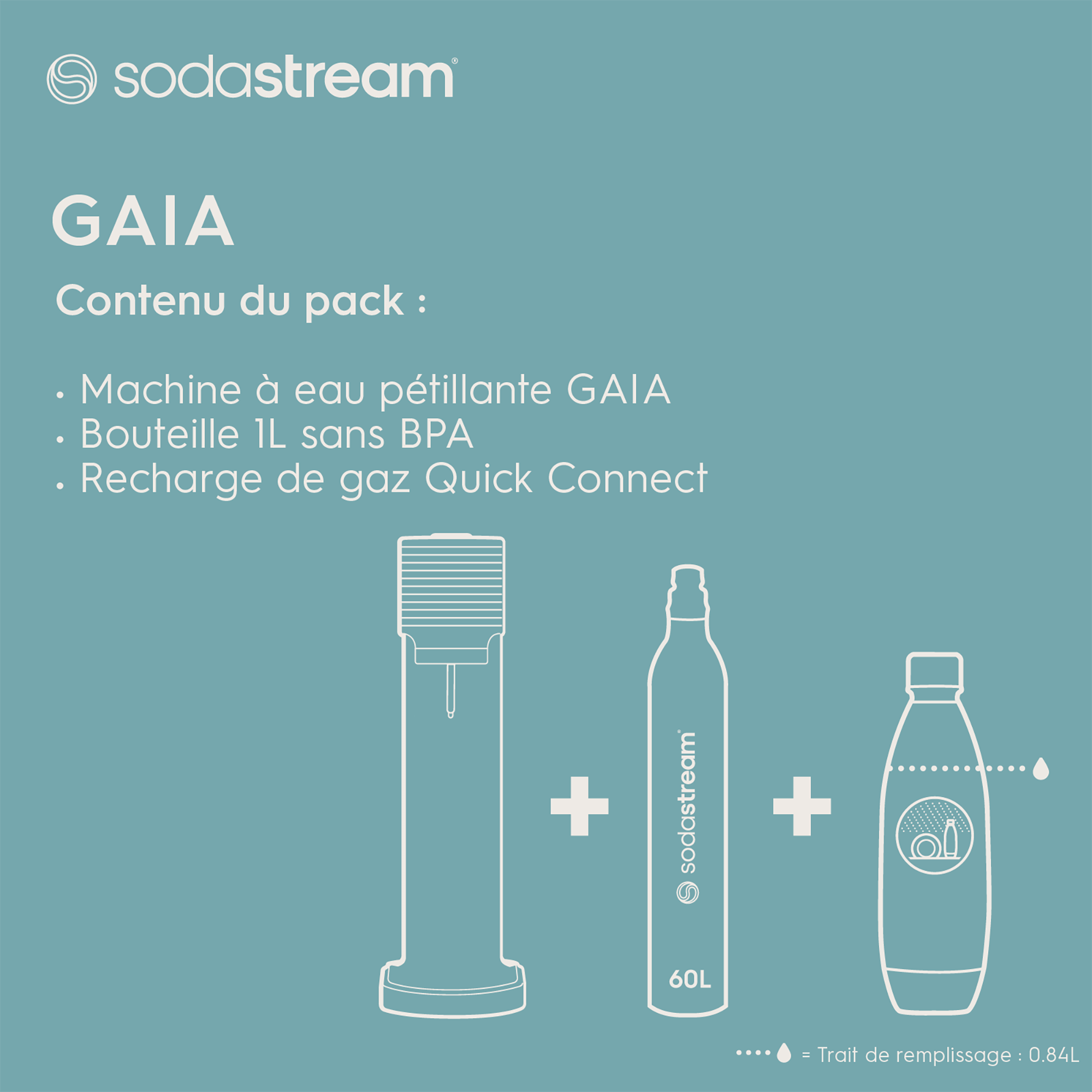 Machine SODASTREAM à eau gazeuse et sodas Gaia Blanche