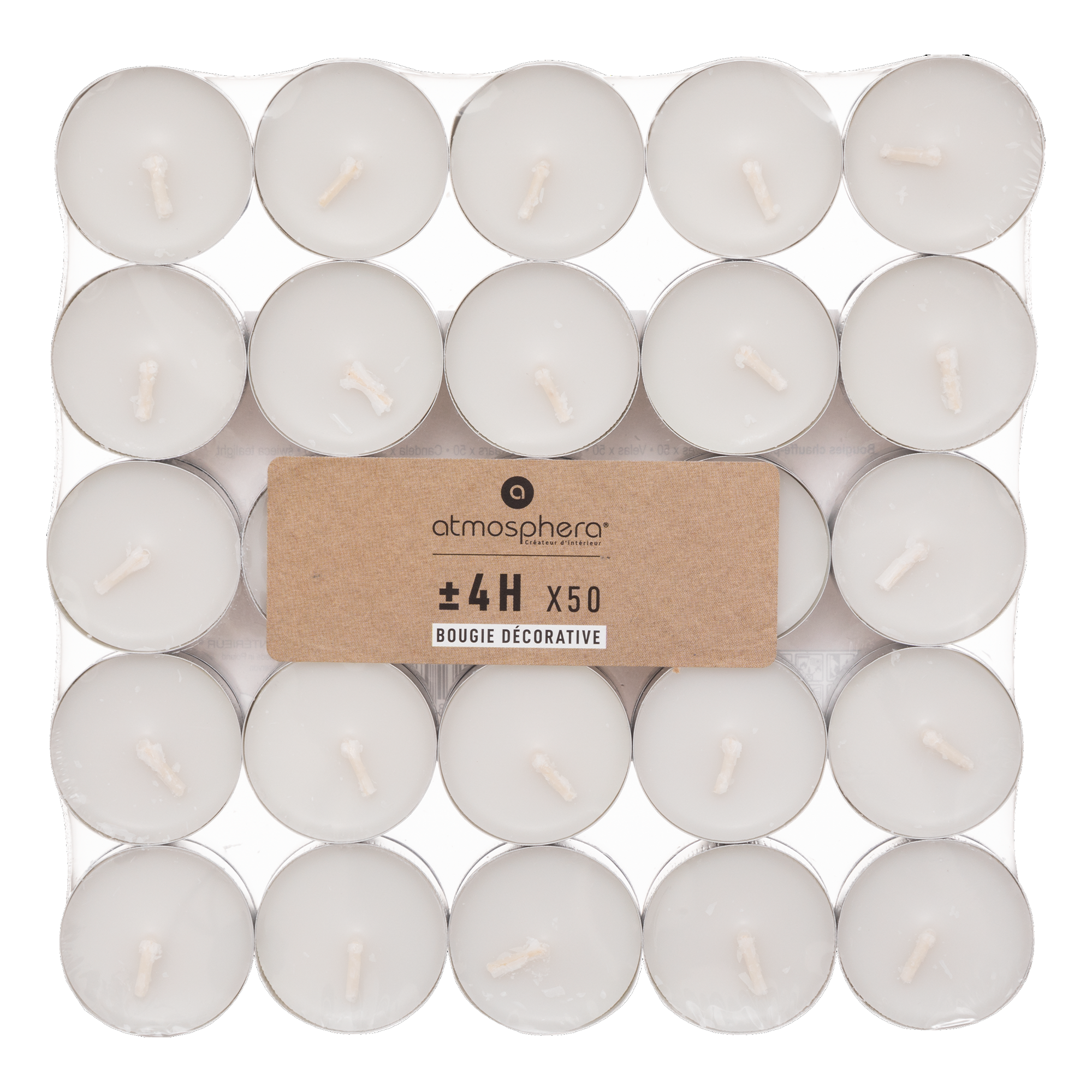Lot de 50 bougies chauffe plat blanc 11g