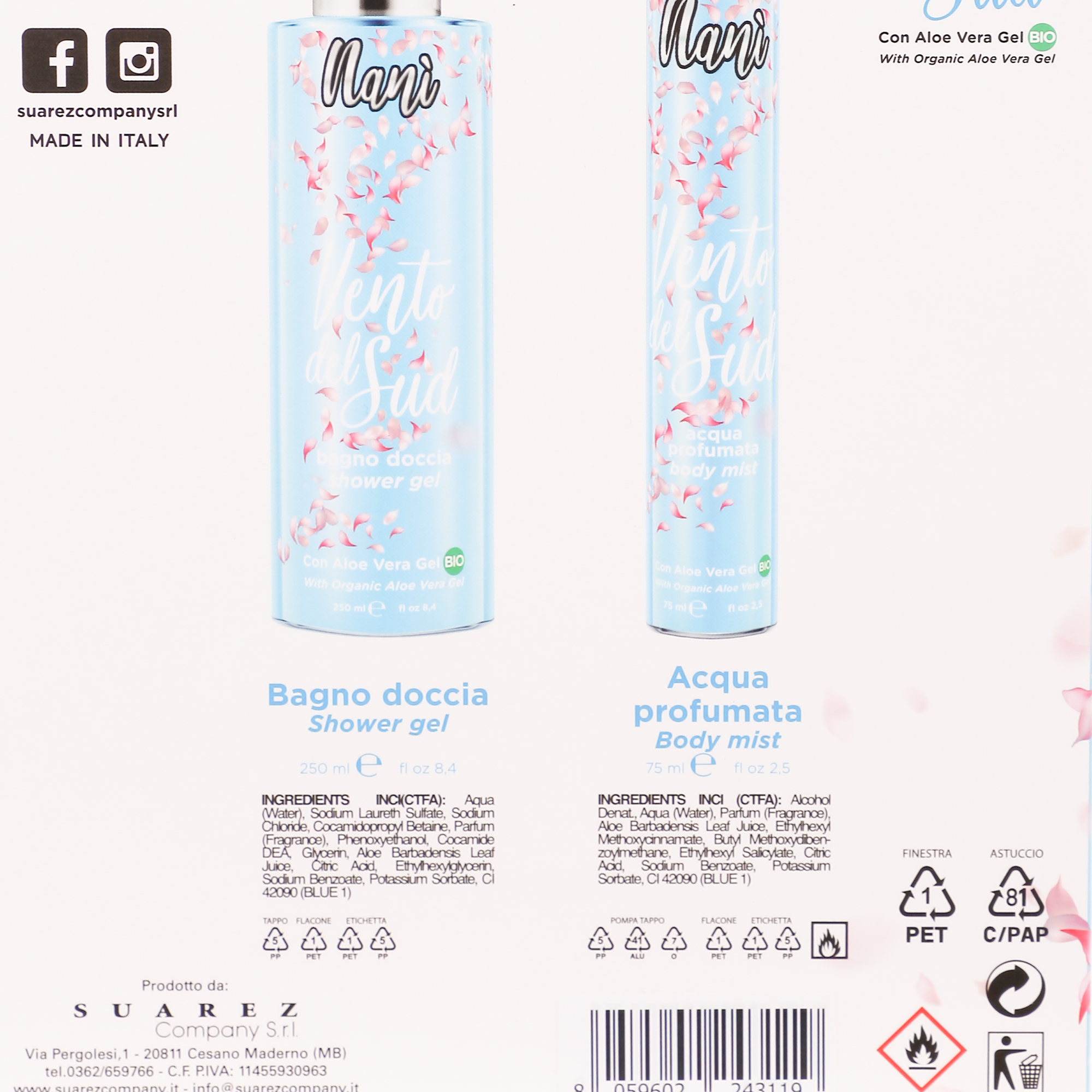 Eau parfumée 75 ml + gel douche 250 ml Vent du Sud
