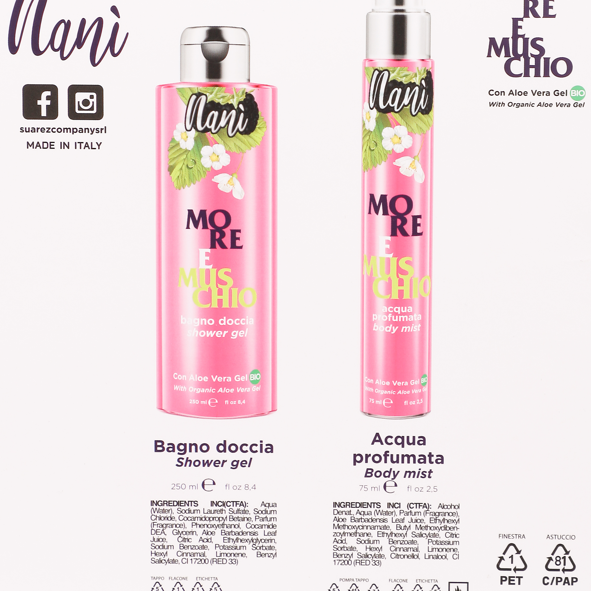 GEL DOUCHE 250ML+EAU PARFUMEE 75ML MURE ET MUSC COFFRET 2 PCS