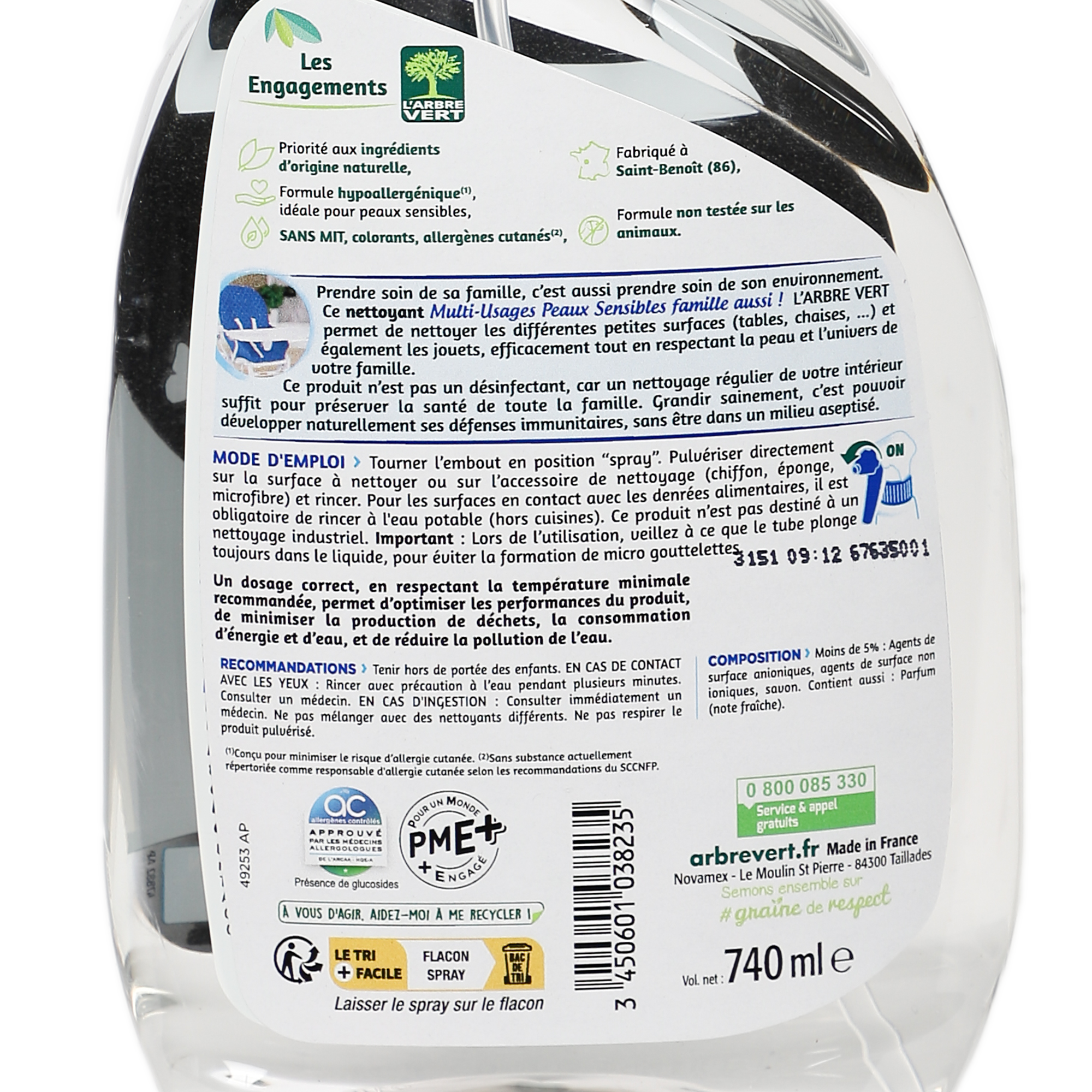 Pistolet nettoyant mutlisurfaces peaux sensibles - Hypoallergénique