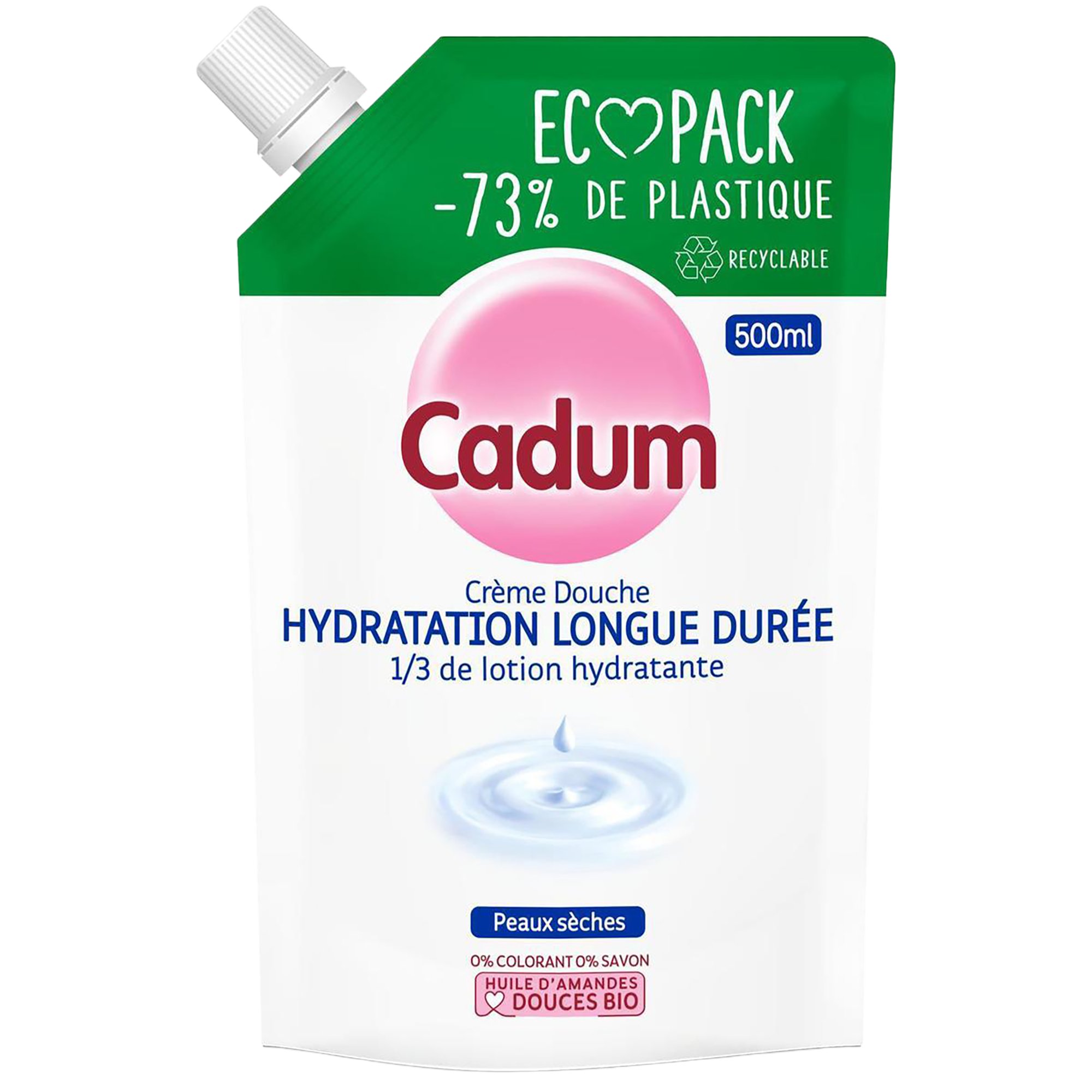 Recharge écopack crème de douche Cadum hydratation longue durée