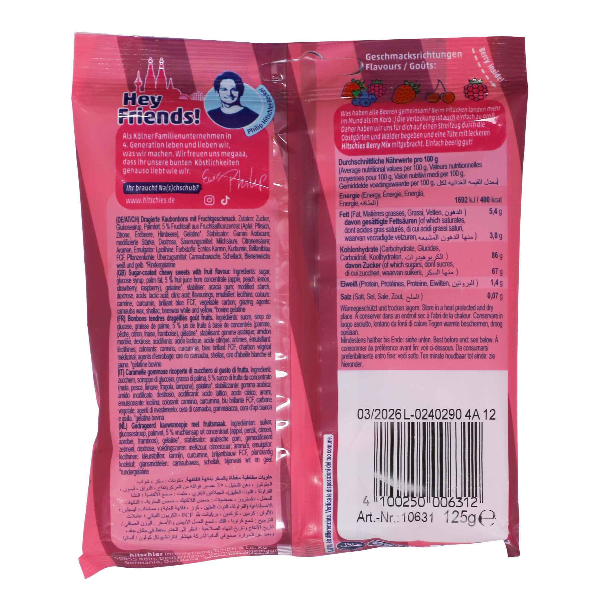 Sachet de bonbons à mâcher fruits rouges