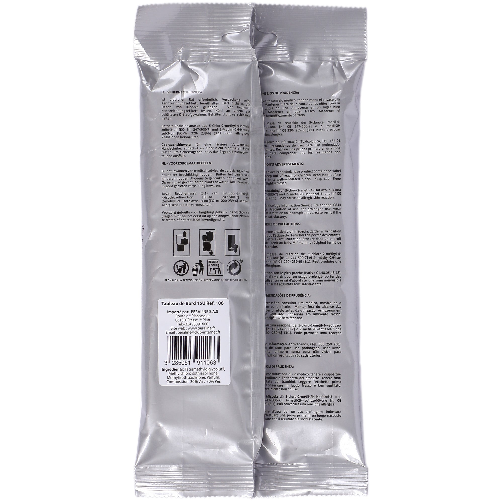 15 lingettes nettoyantes pour tableau de bord