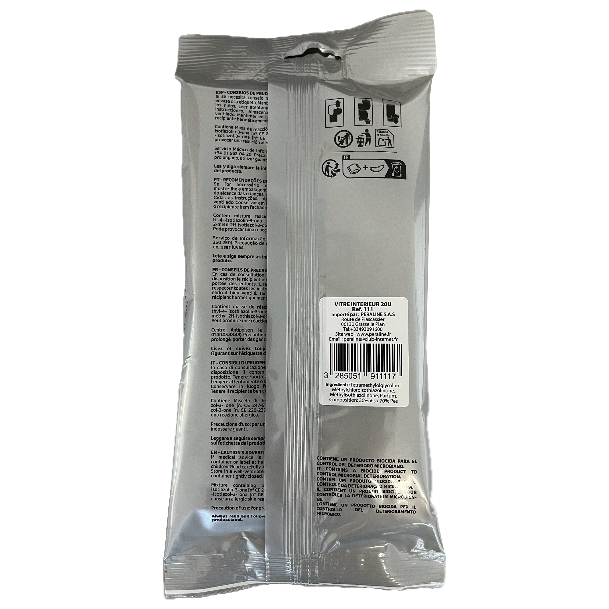 20 lingettes nettoyantes pour vitres