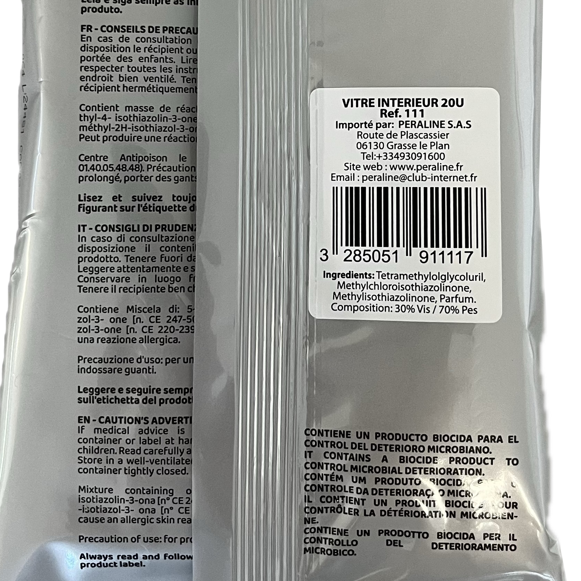 20 lingettes nettoyantes pour vitres
