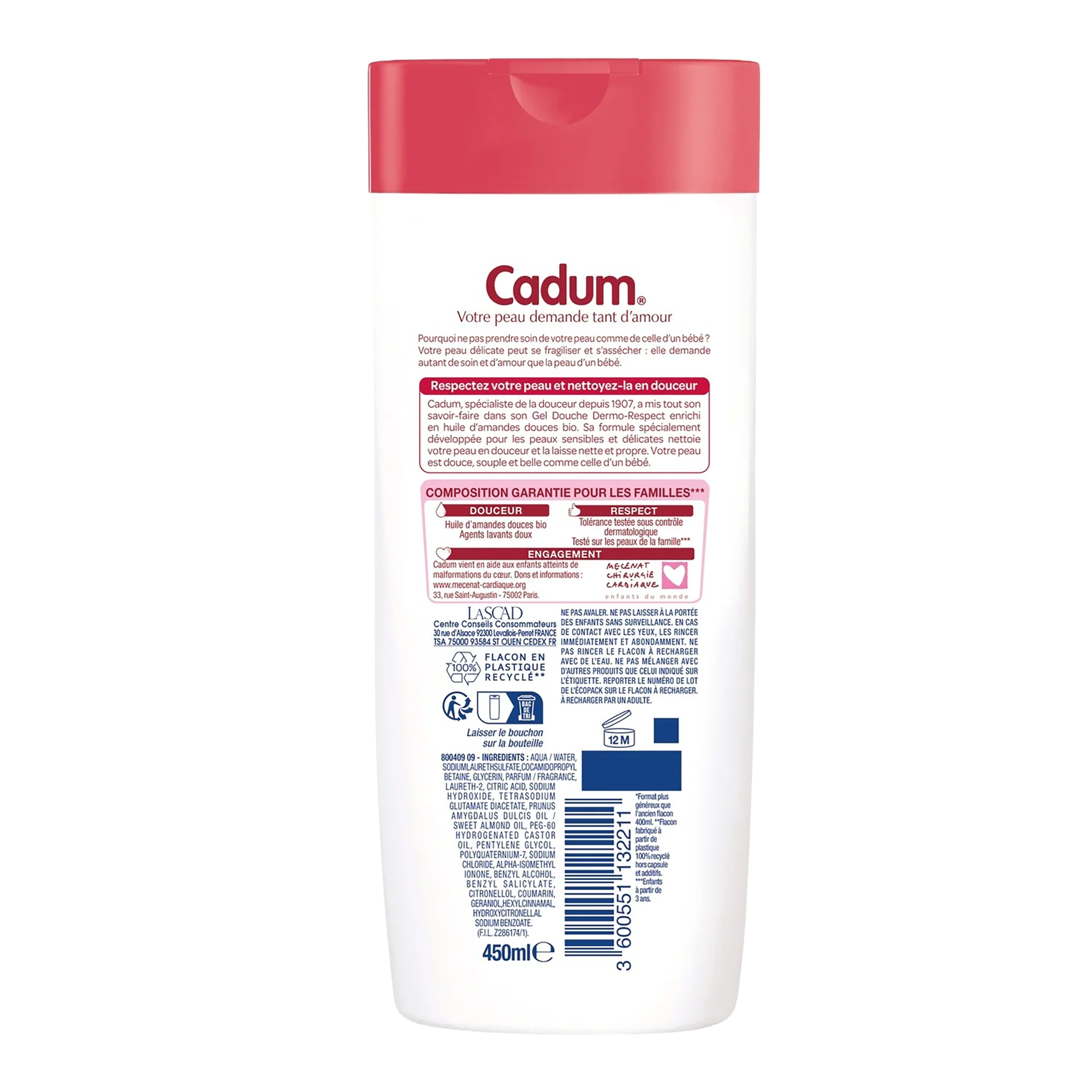 Gel douche Cadum Dermo Respect peaux délicates