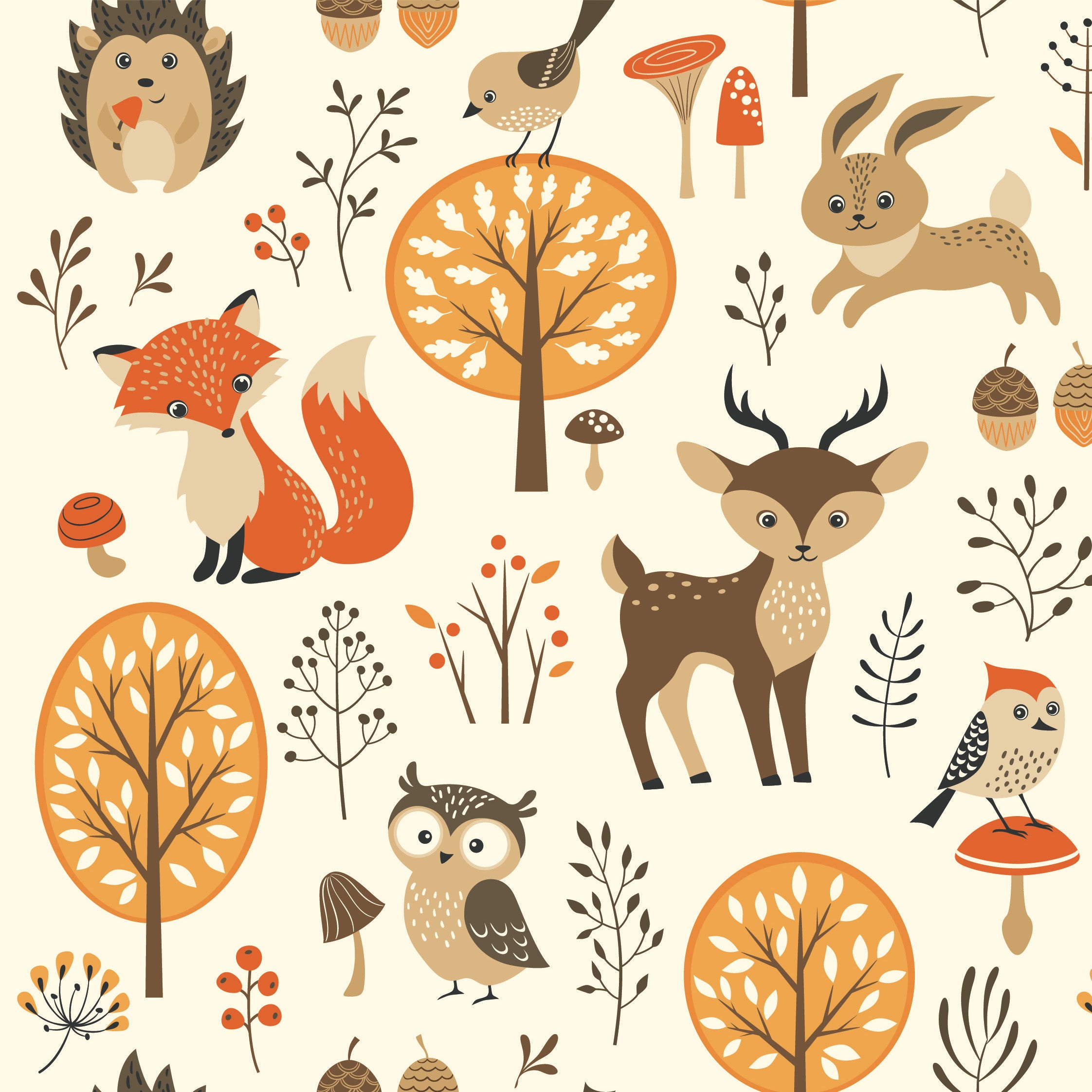 20 serviettes photoprint animaux d'automne
