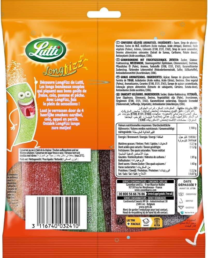 Sachet de bonbons acidulés long fizz