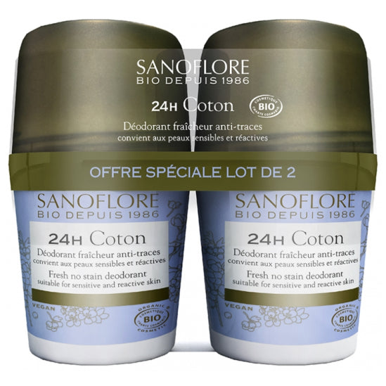 Lot de 2 déodorants à bille coton