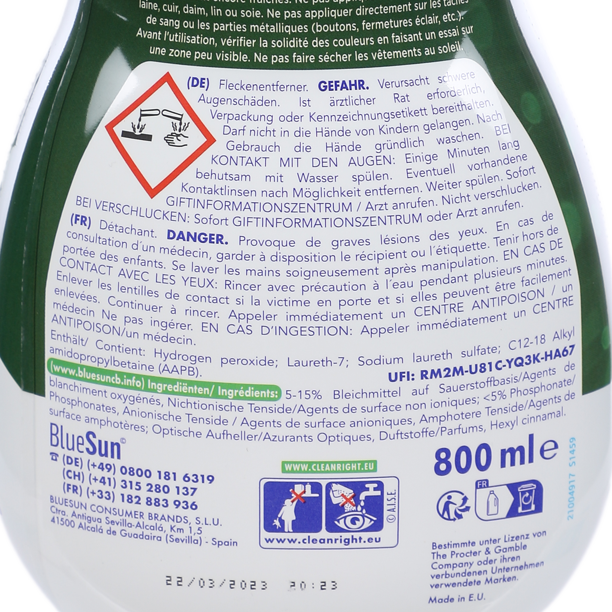 Gel détachant textile blanc