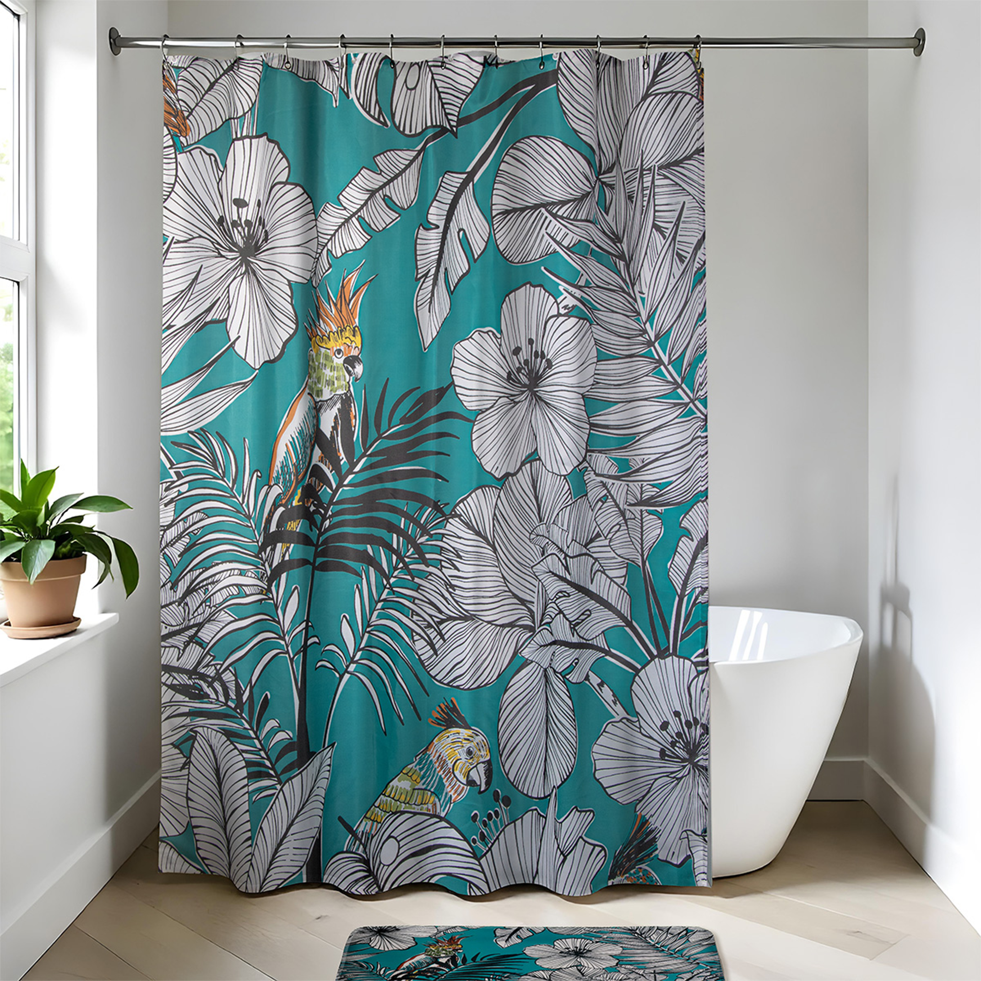 Rideau de douche jungle fever bleu 180x200 cm