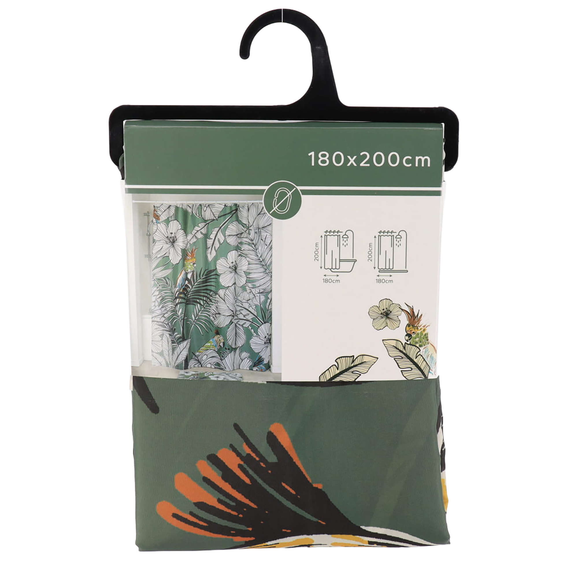 Rideau de douche jungle fever Kaki 180x200 cm