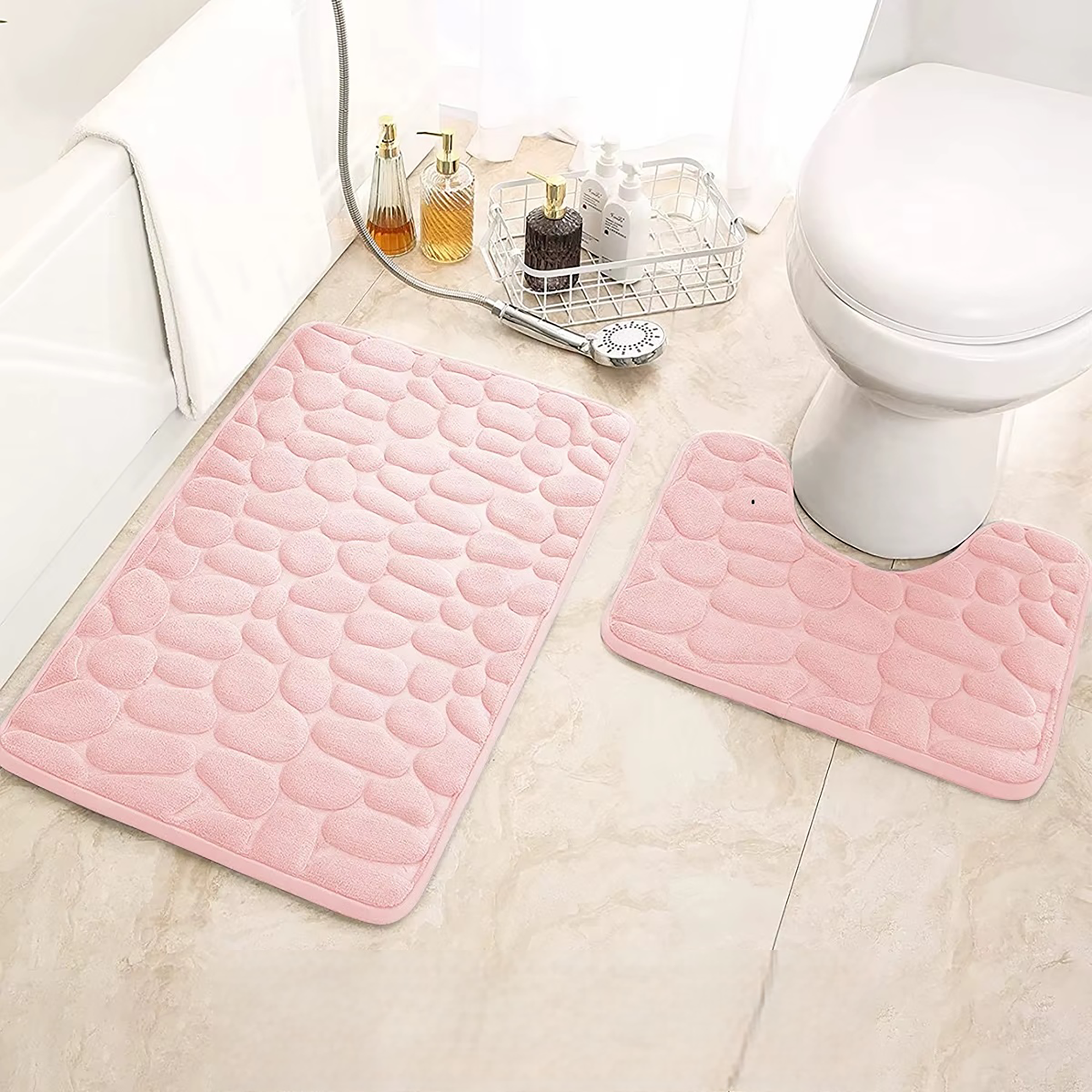 Tapis de bain et contour WC mémoire de forme  - Gris