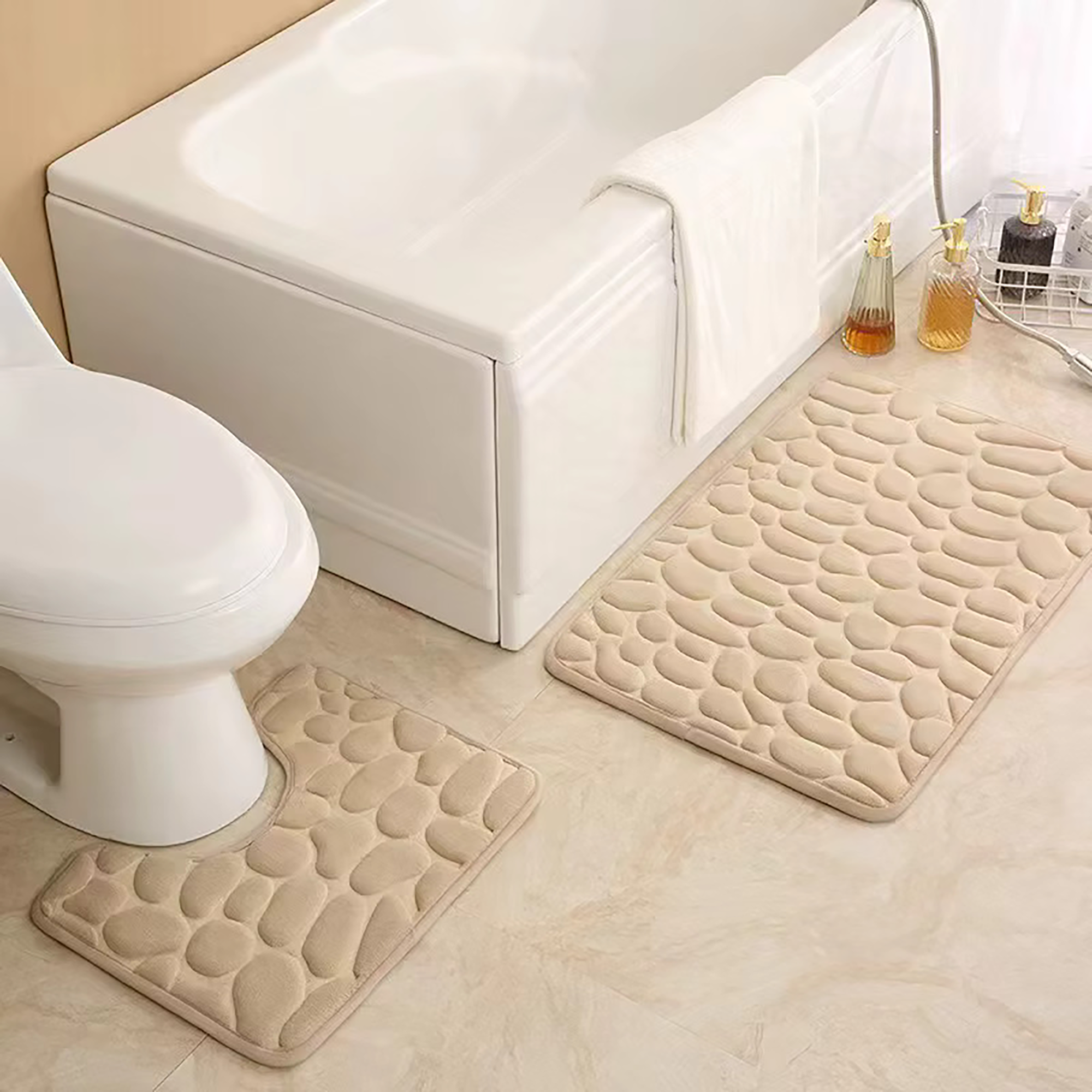 Tapis de bain et contour WC mémoire de forme  - Gris