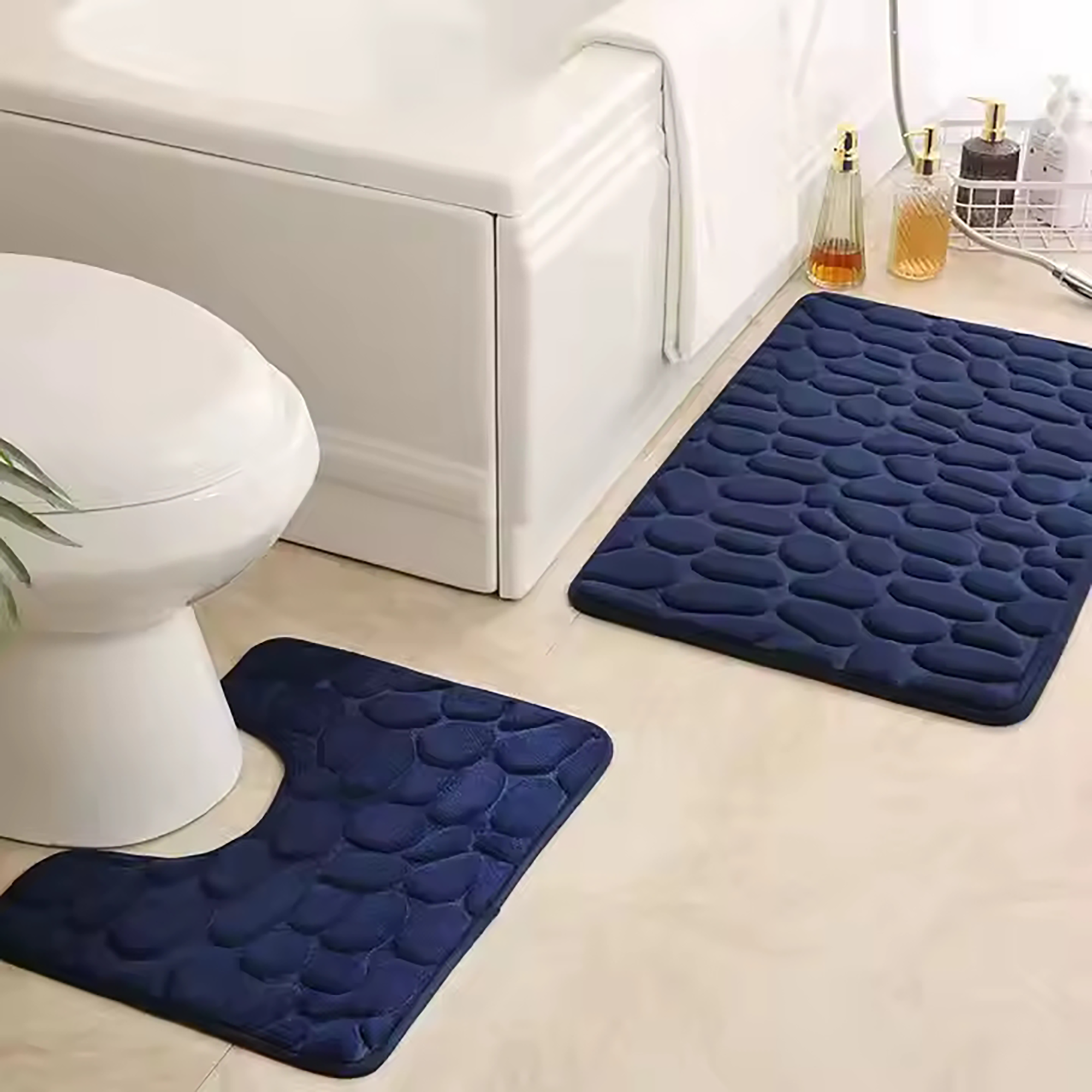 Tapis de bain et contour WC mémoire de forme  - Gris