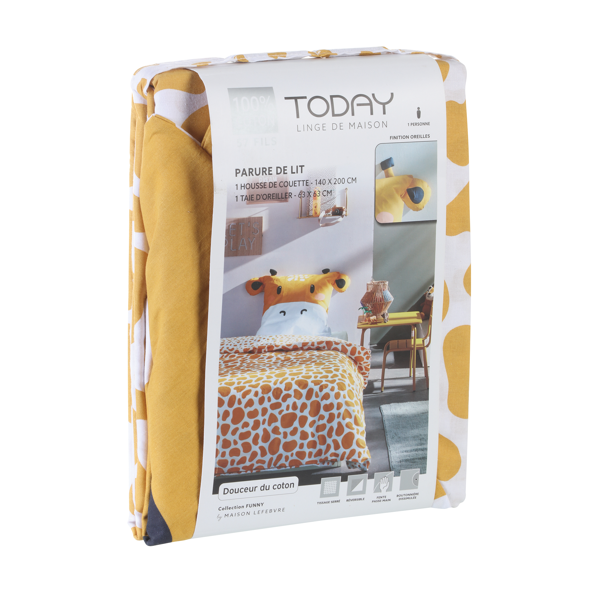 Parure housse de couette Funny Girafe 140x200cm