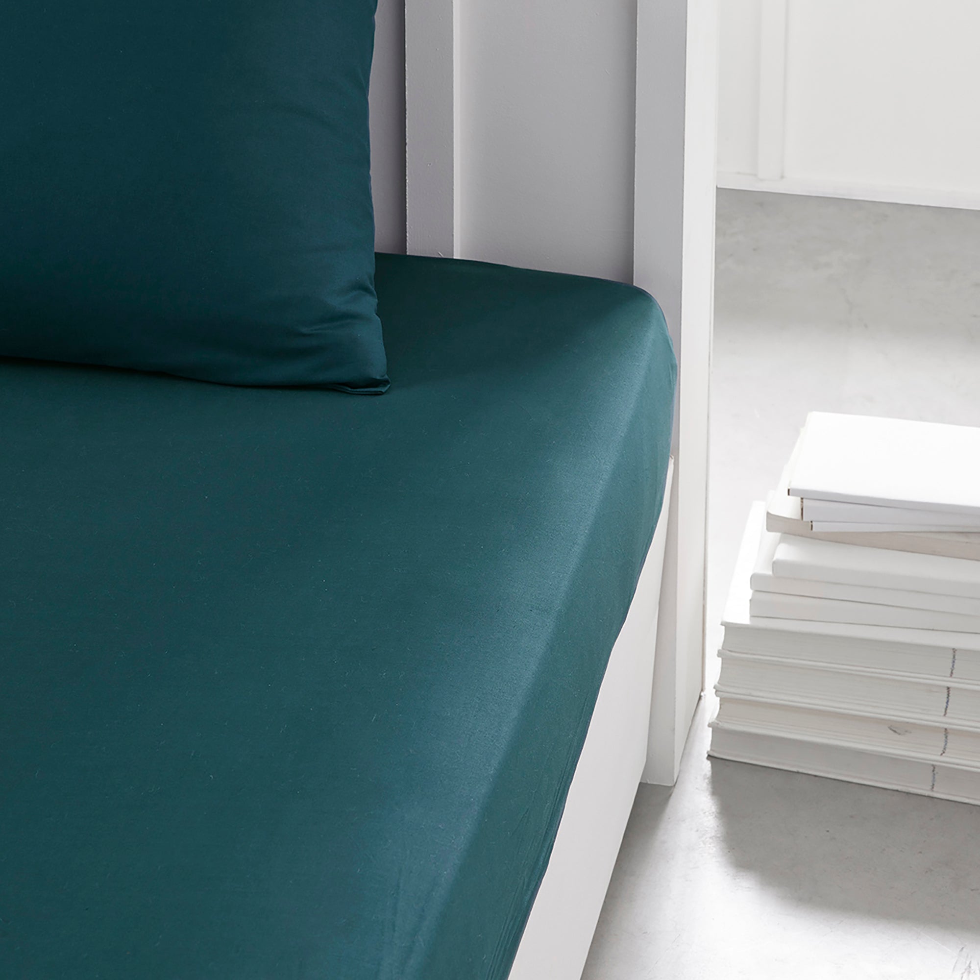 Drap housse bleu vert 160x200cm