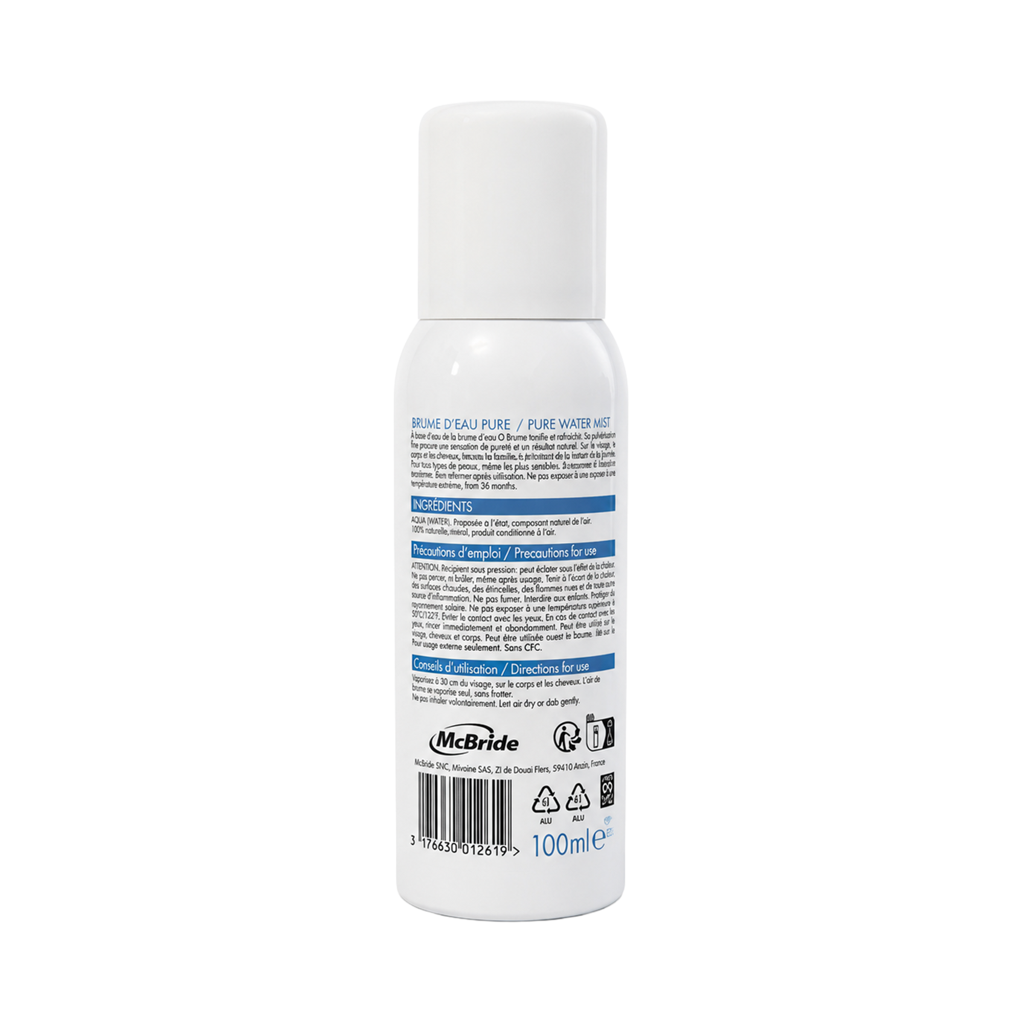 Brume d'eau pure format voyage