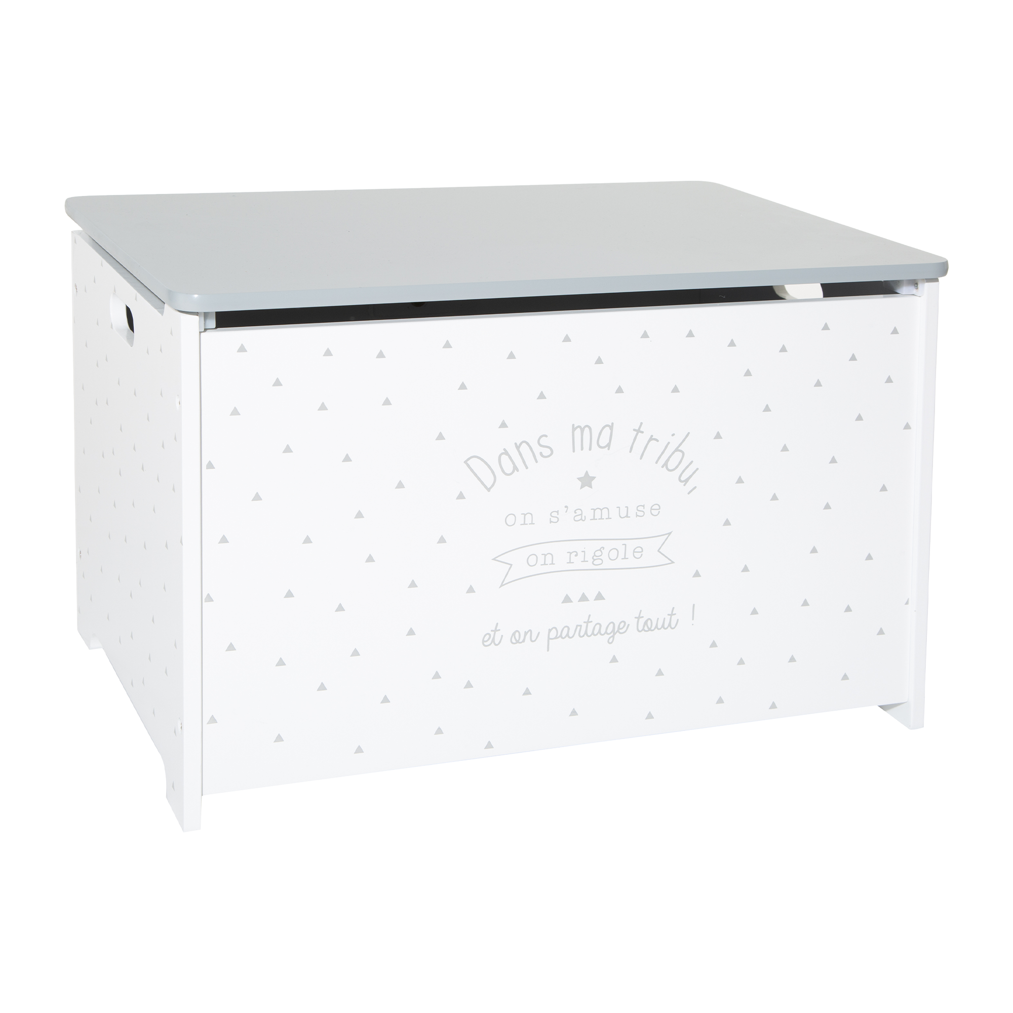 Coffre à jouets blanc et gris