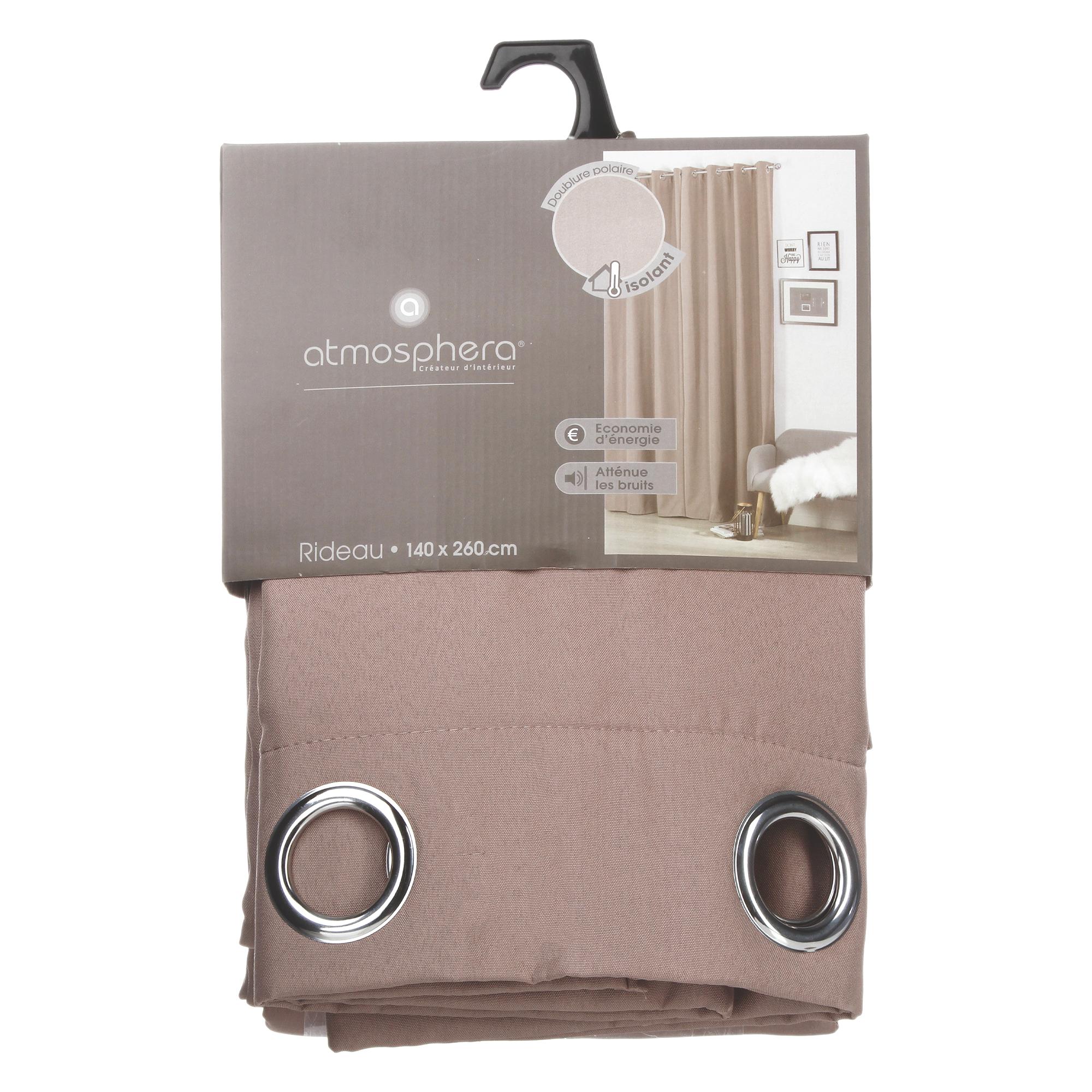 Rideau Isolant Taupe 140x260 cm