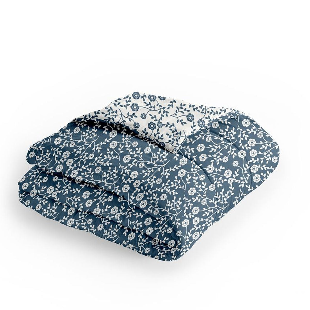 Couette fleurs bleues réversible 140 x 200cm