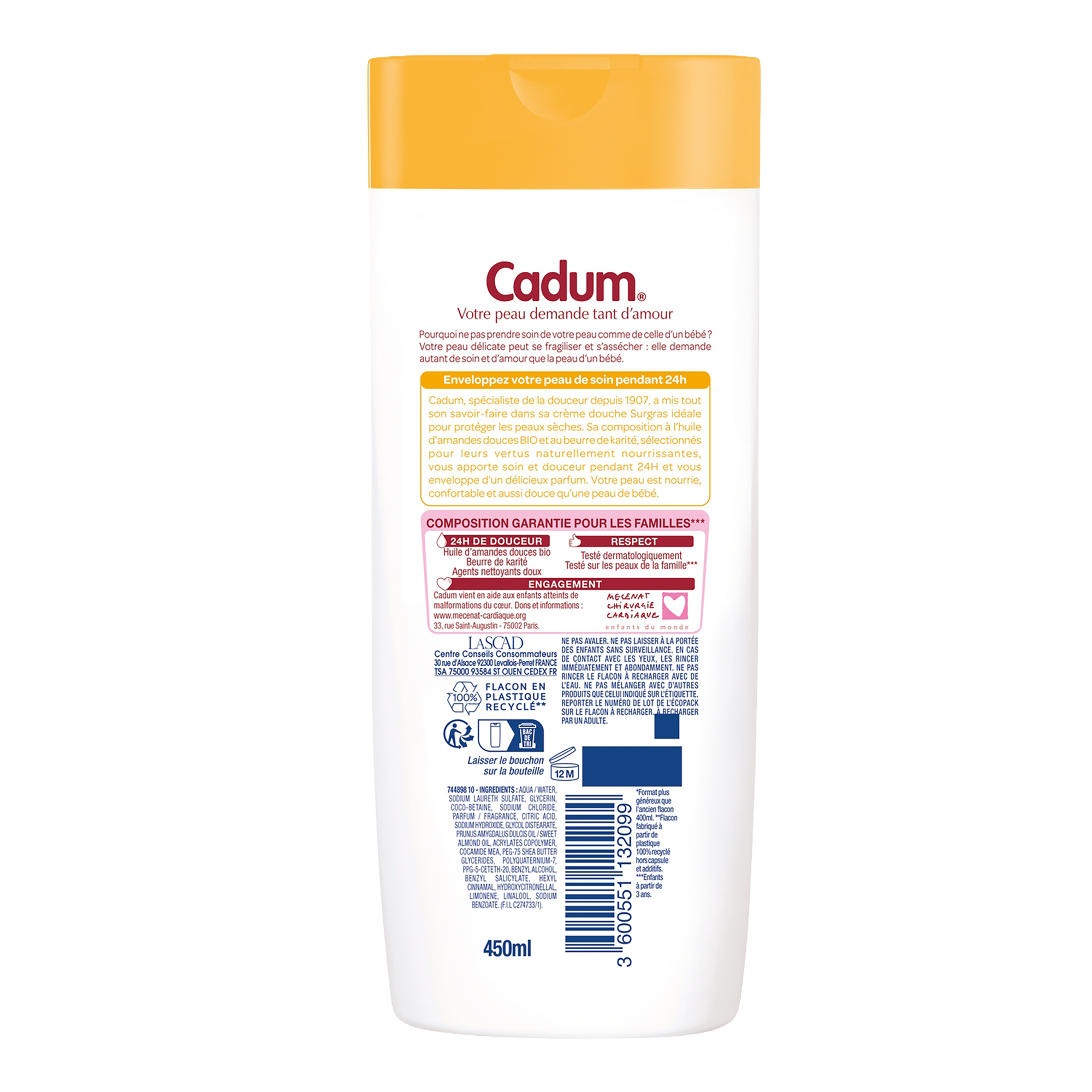 Crème de douche surgras Cadum au beurre de karité