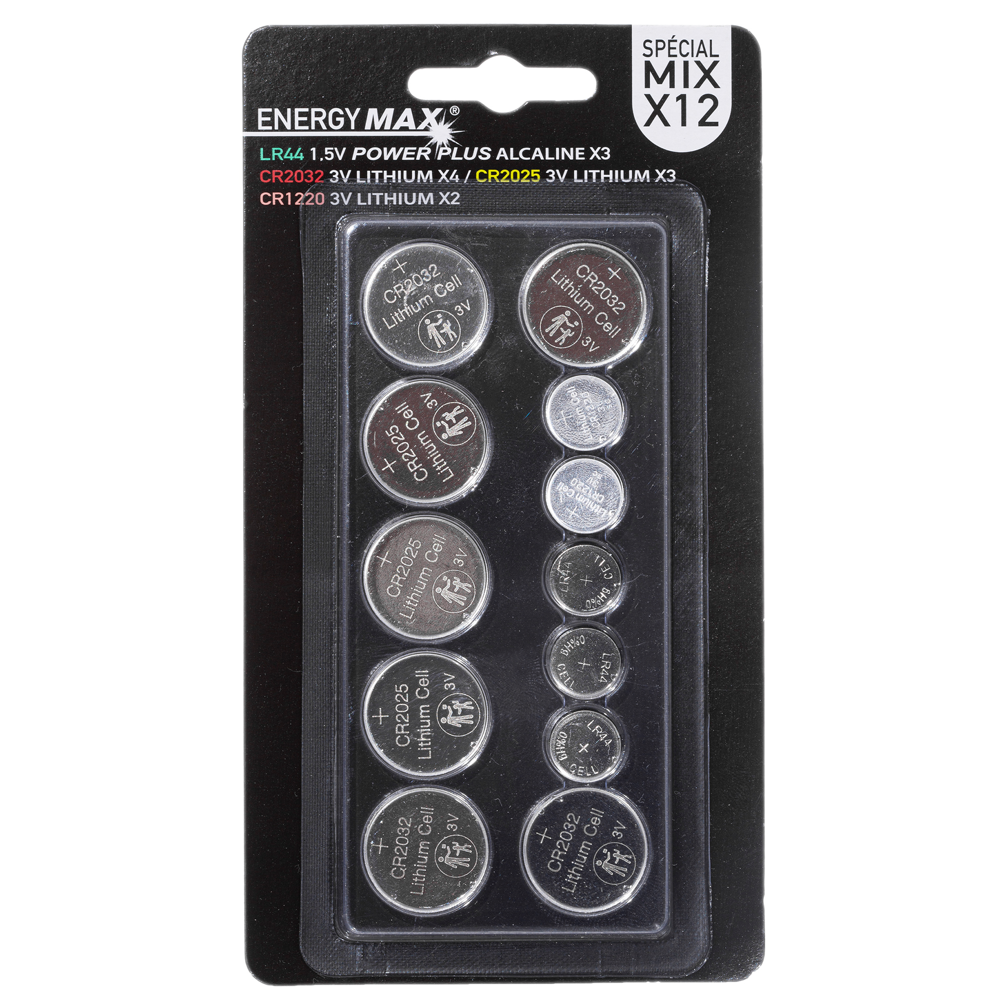 Pack de 12 piles boutons