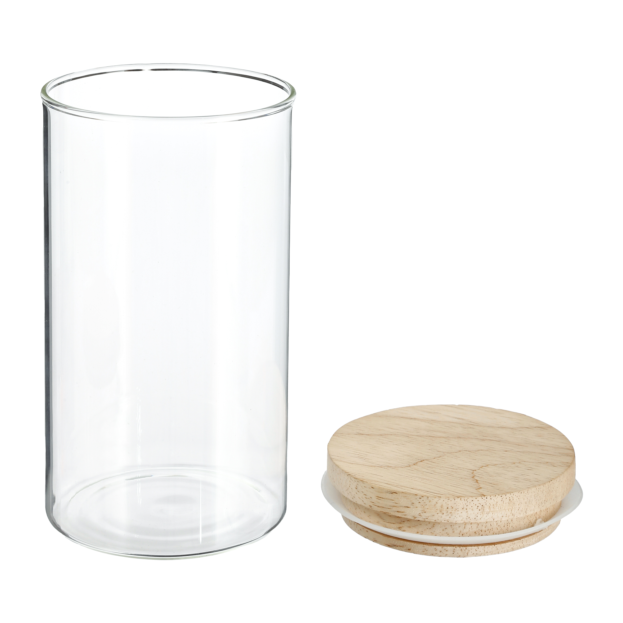 Bocal en verre hermetique couvercle en bois 1L