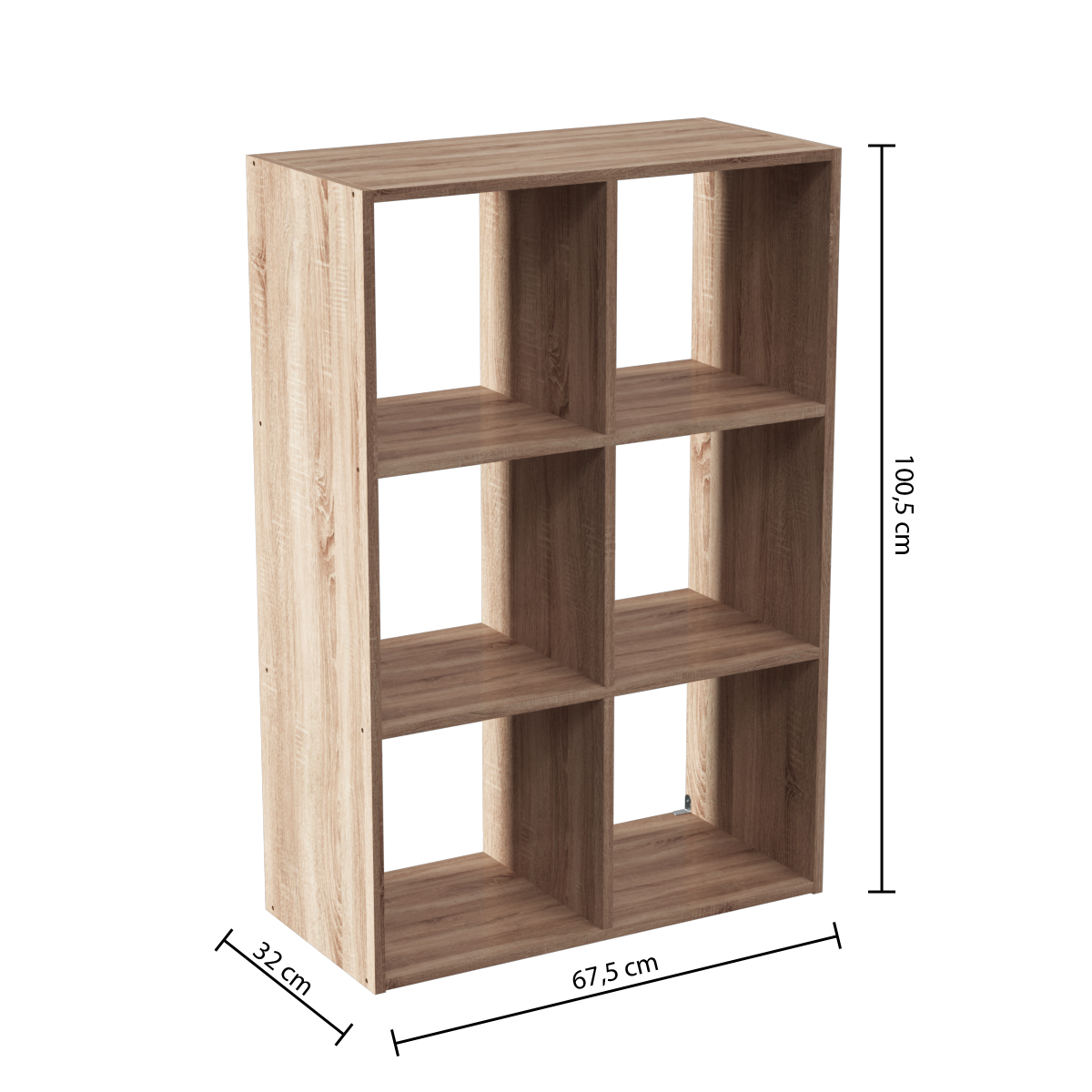 Étagère 6 cases en bois naturel