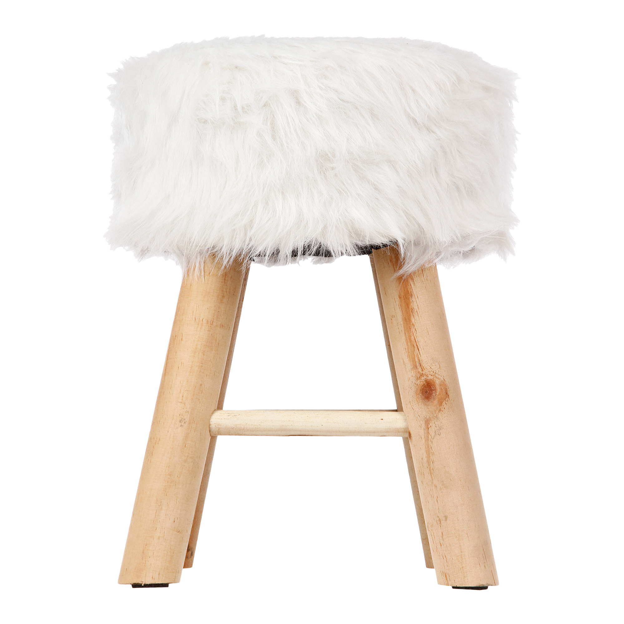 Tabouret Oslo fausse fourrure blanche